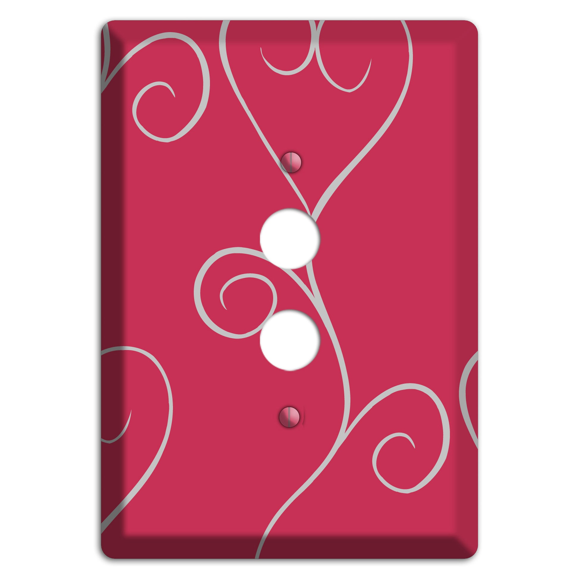Fuschia Scroll Heart 1 Pushbutton Wallplate