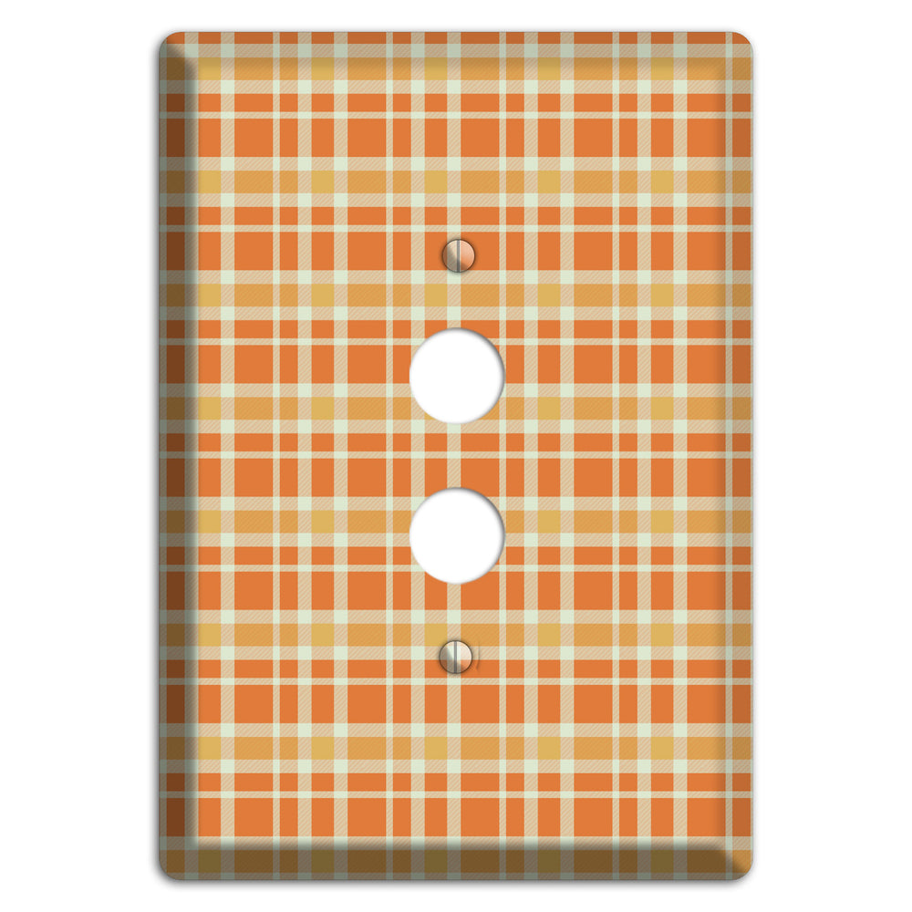 Orange and Beige Plaid 1 Pushbutton Wallplate