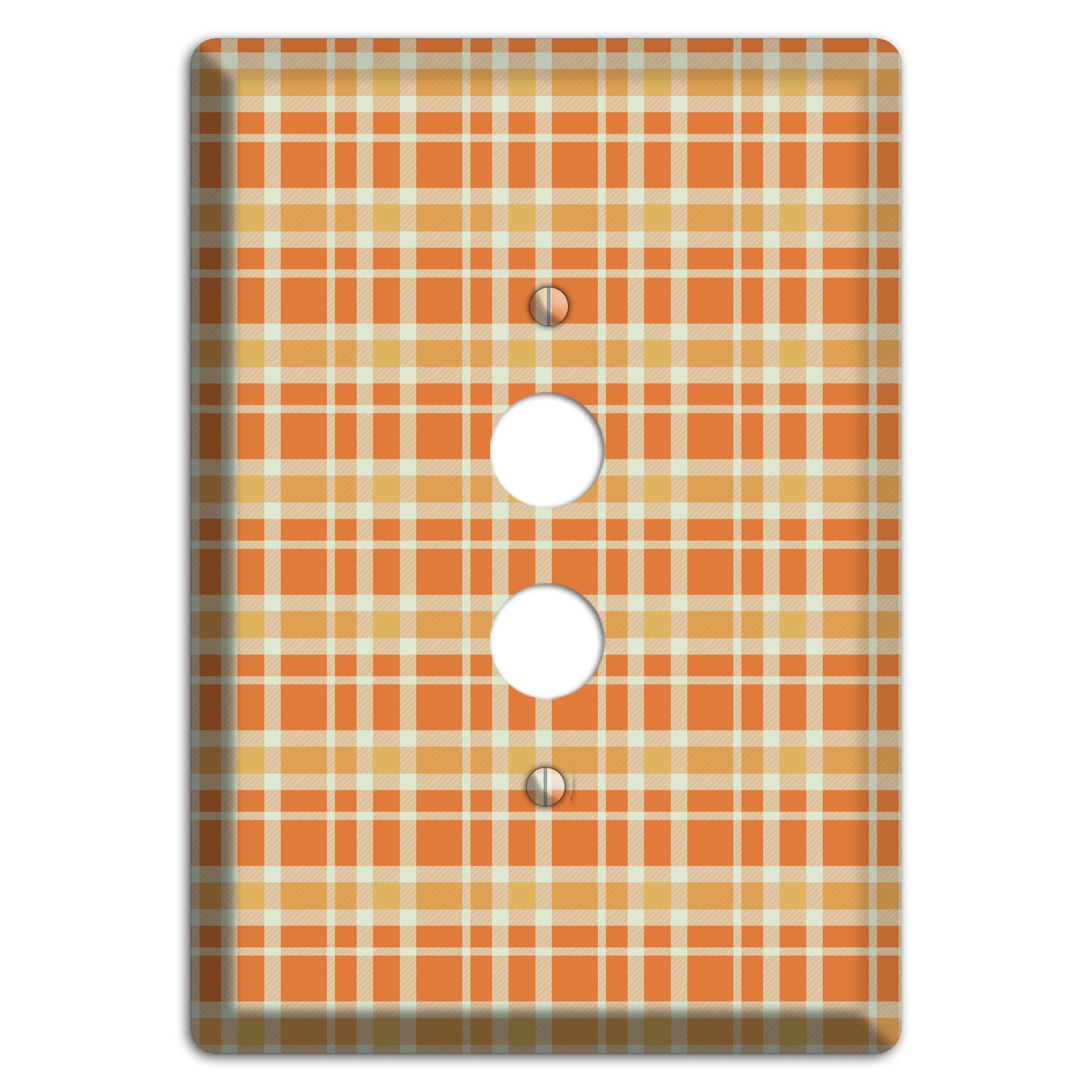 Orange and Beige Plaid 1 Pushbutton Wallplate