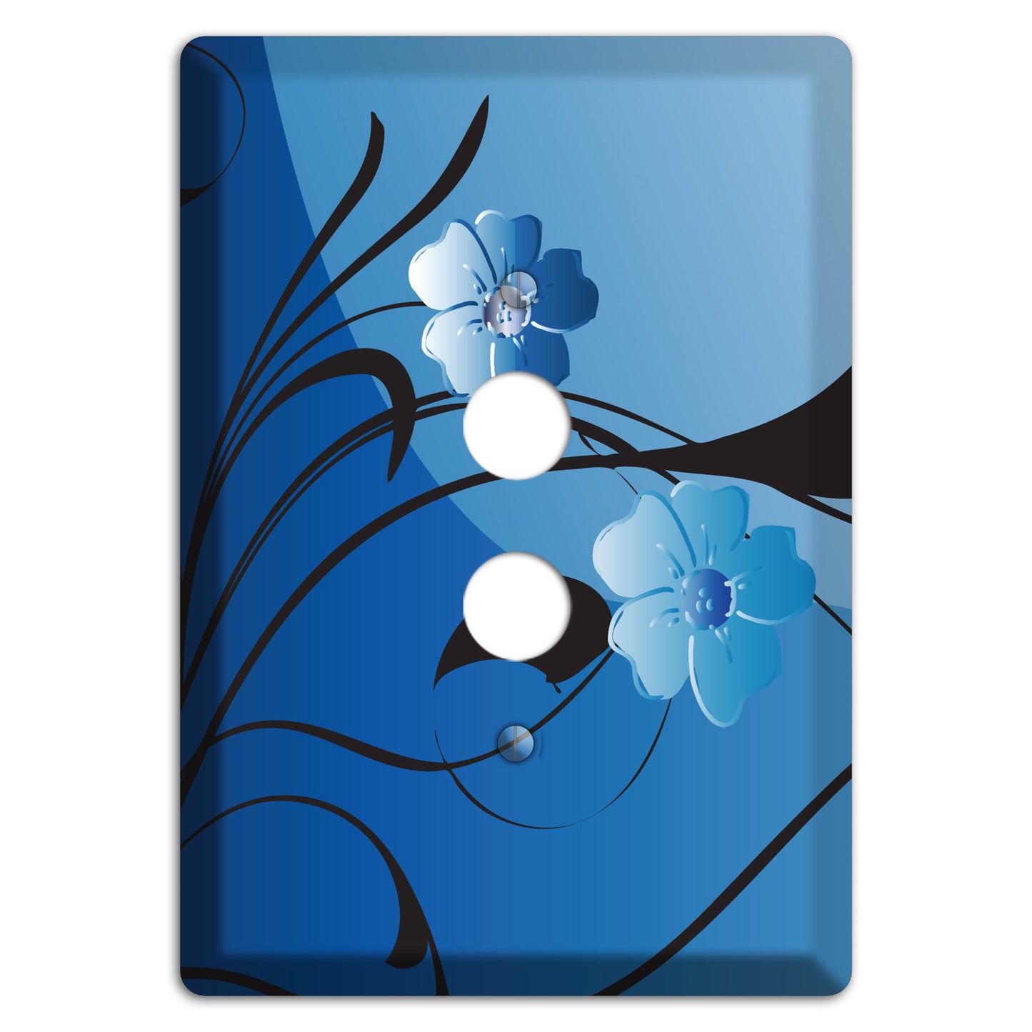 Blue Floral Sprig 1 Pushbutton Wallplate