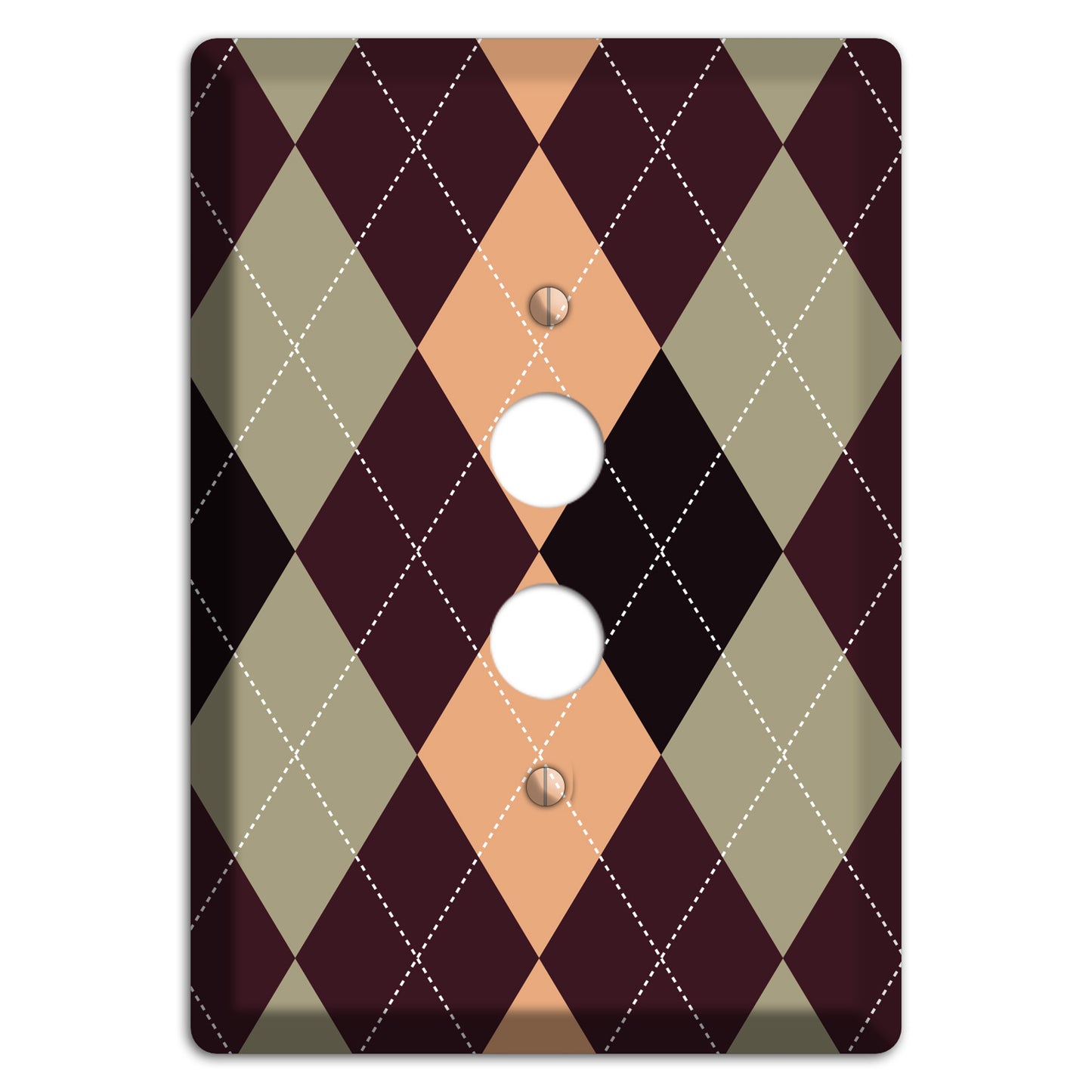 Beige and Brown Argyle 1 Pushbutton Wallplate