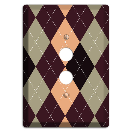 Beige and Brown Argyle 1 Pushbutton Wallplate
