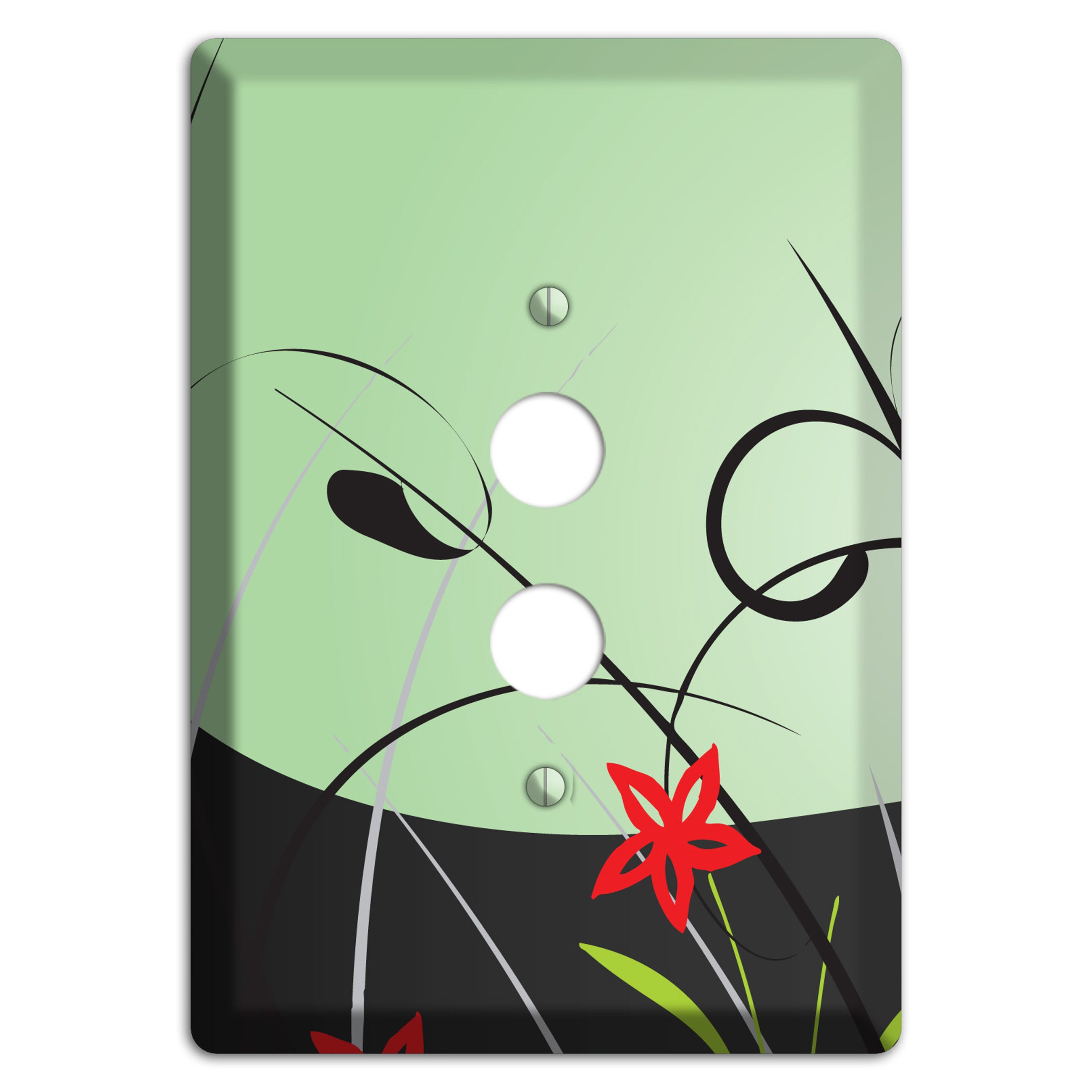 Mint Green Floral Sprig 1 Pushbutton Wallplate