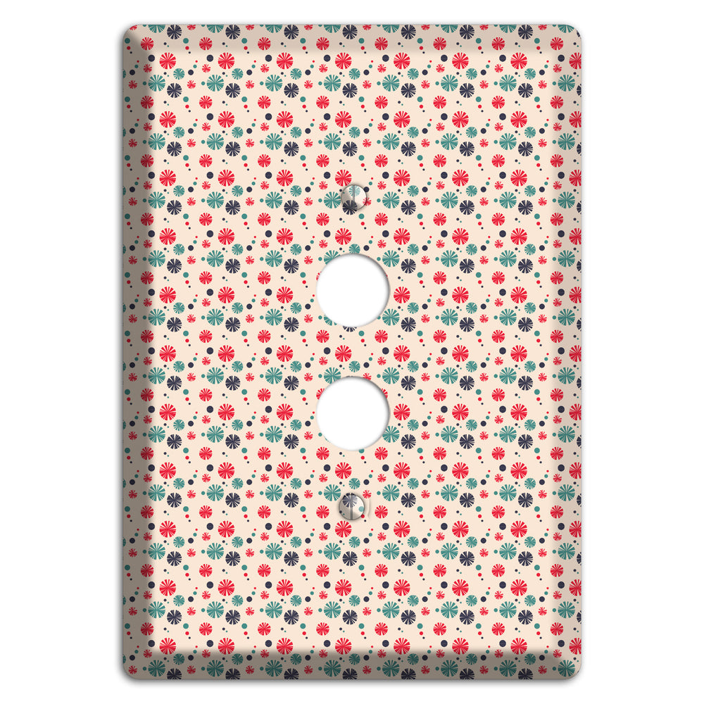 Off White with Red Green Blue Retro Bursts 1 Pushbutton Wallplate