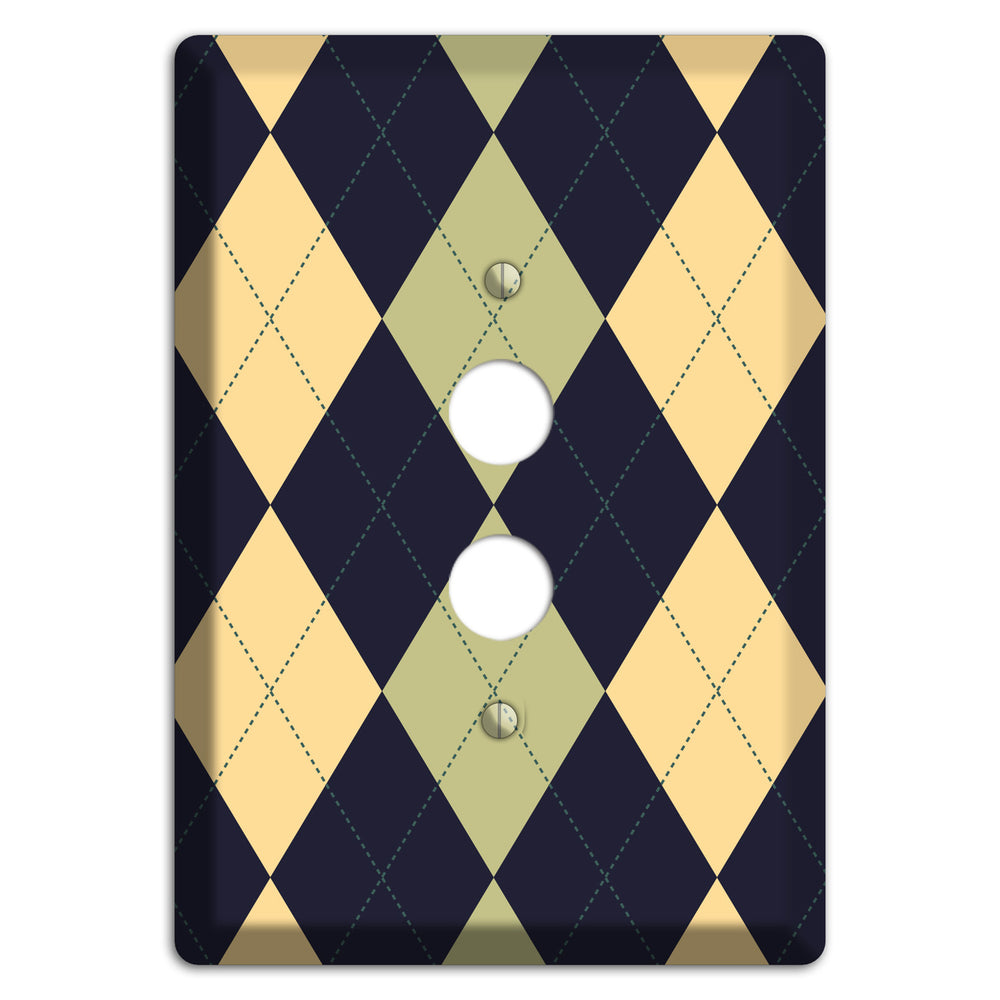 Yellow and Tan Argyle 1 Pushbutton Wallplate