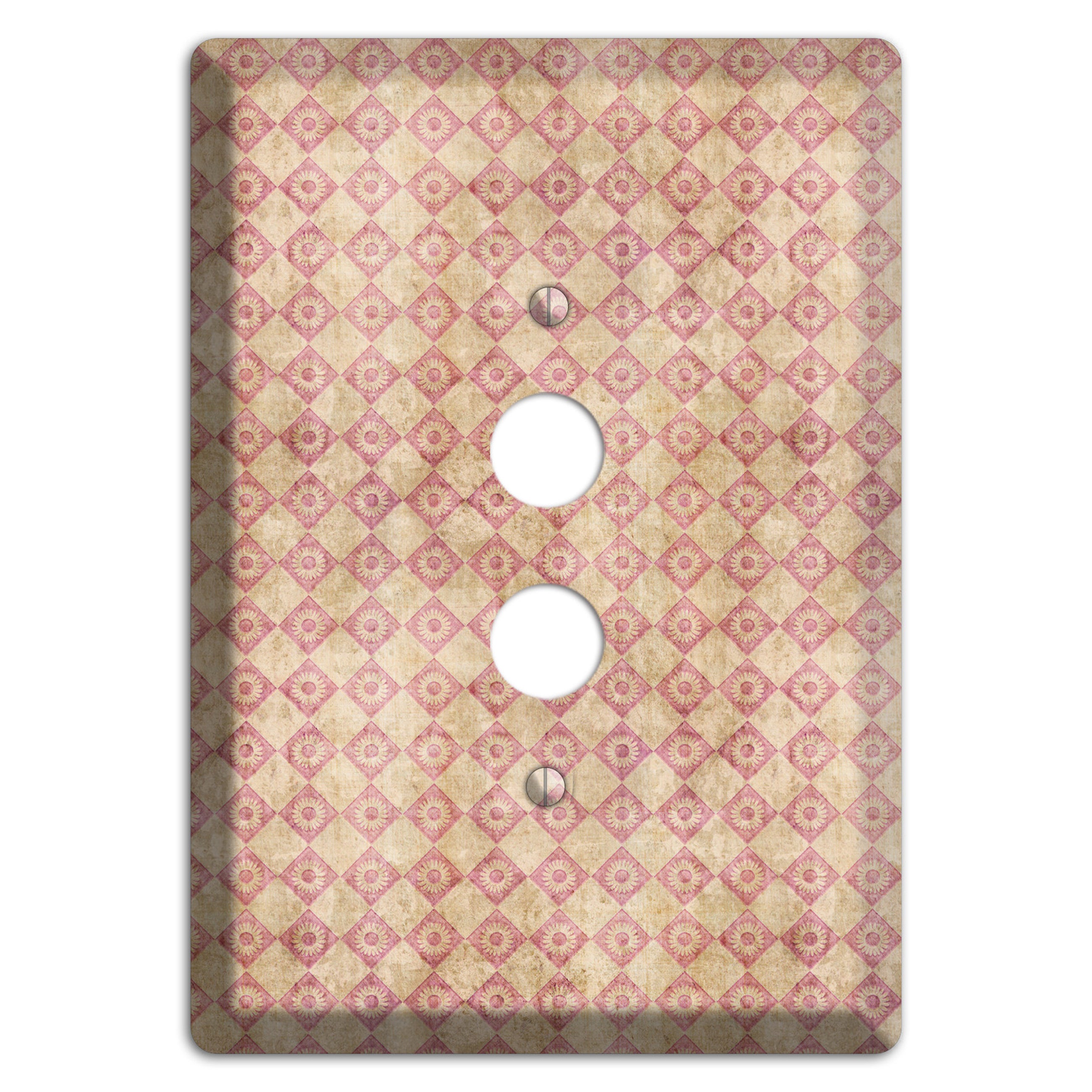 Red and Beige Diamond Circles 1 Pushbutton Wallplate