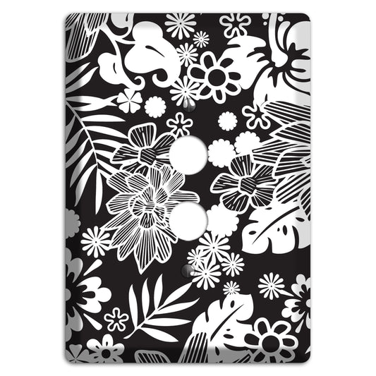 Black with White Tropical 1 Pushbutton Wallplate