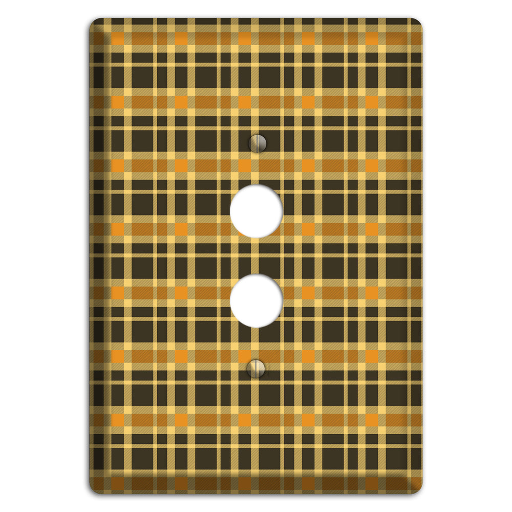 Mustard and Black Plaid 1 Pushbutton Wallplate