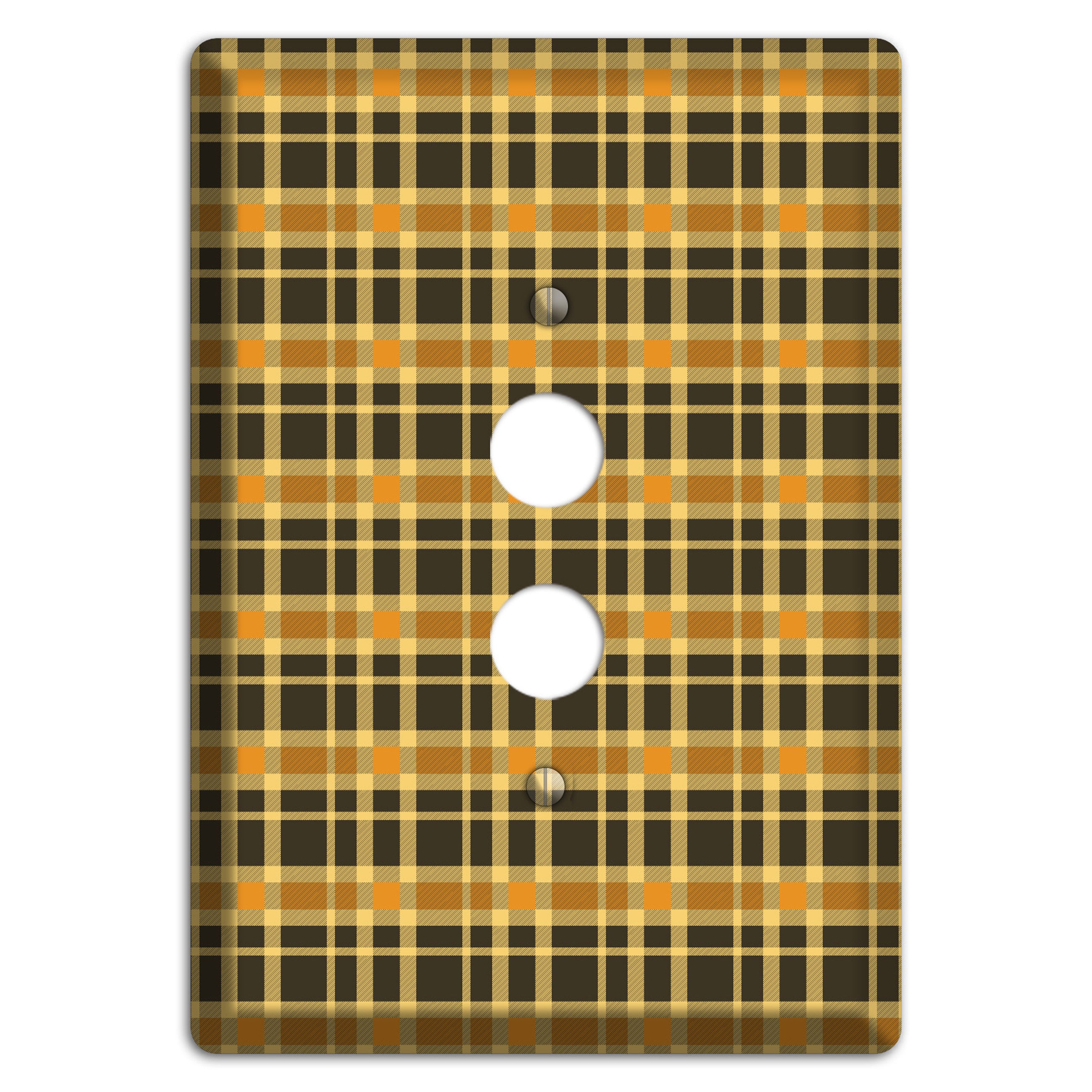 Mustard and Black Plaid 1 Pushbutton Wallplate
