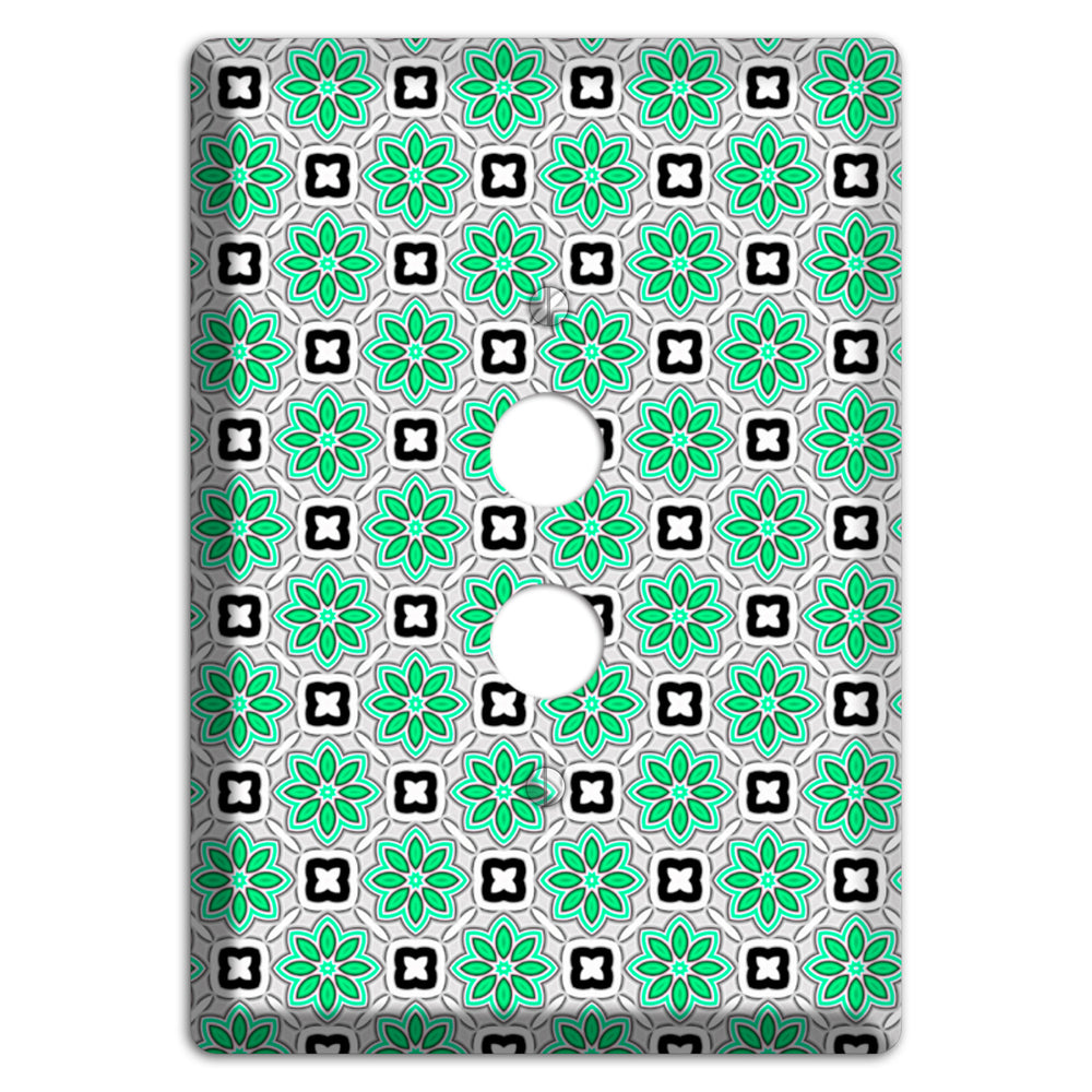 Green and Black Foulard 1 Pushbutton Wallplate