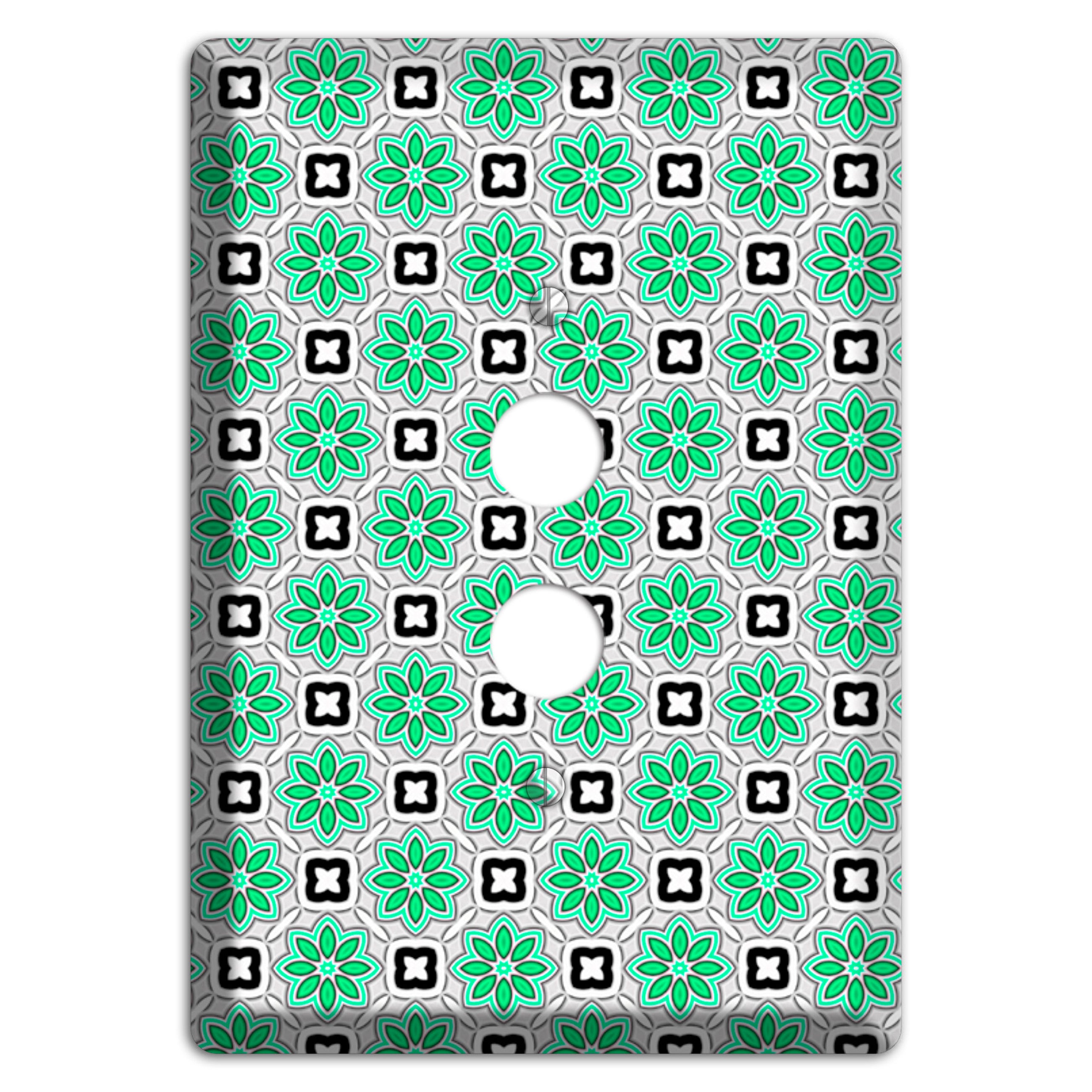 Green and Black Foulard 1 Pushbutton Wallplate