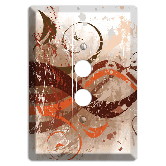 Brown Maroon Orange Swirl and Splatter 1 Pushbutton Wallplate