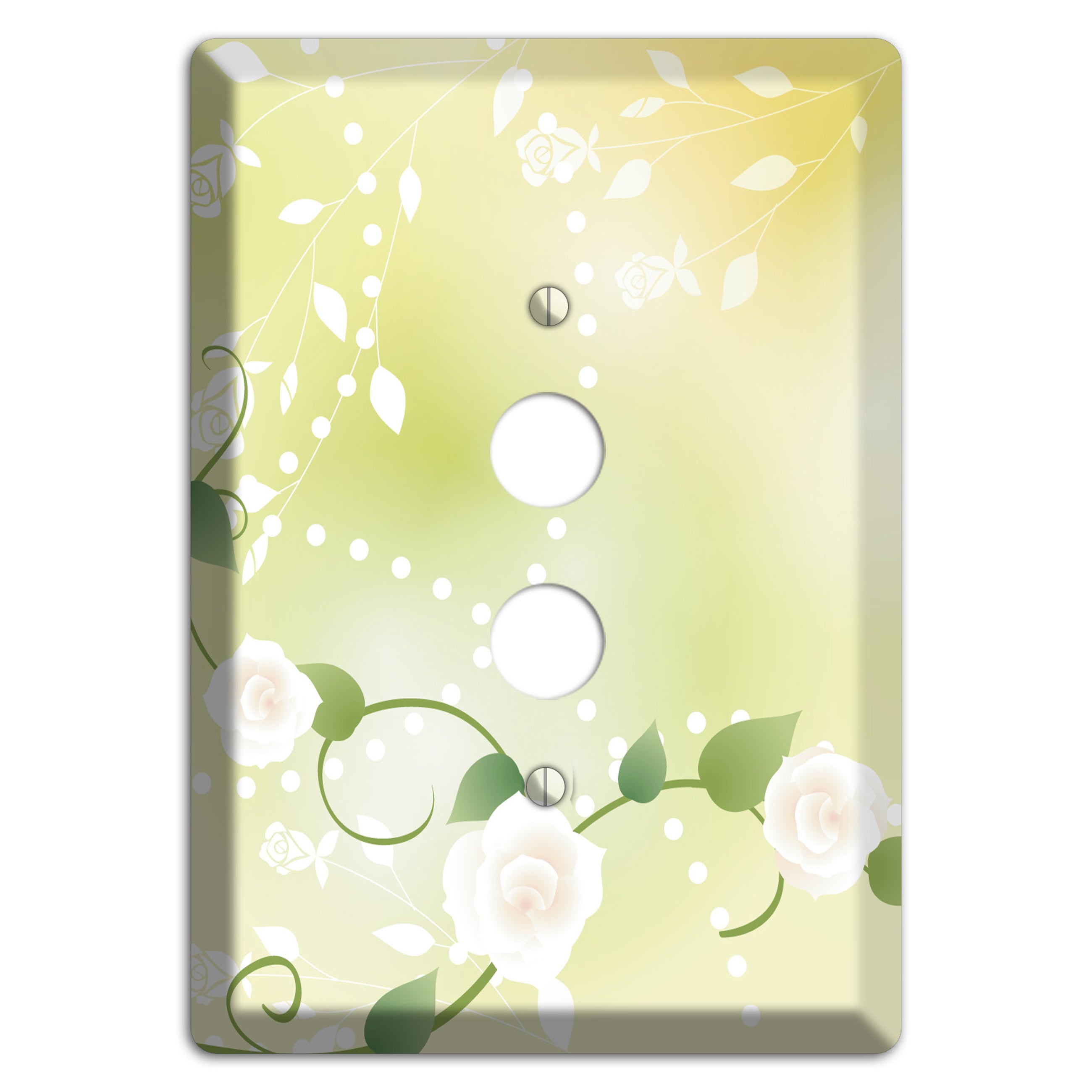 Green Delicate Flowers 1 Pushbutton Wallplate