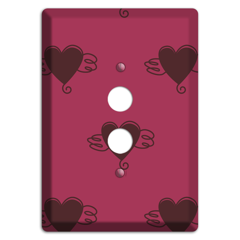 Fuschia Winged Hearts 2 1 Pushbutton Wallplate