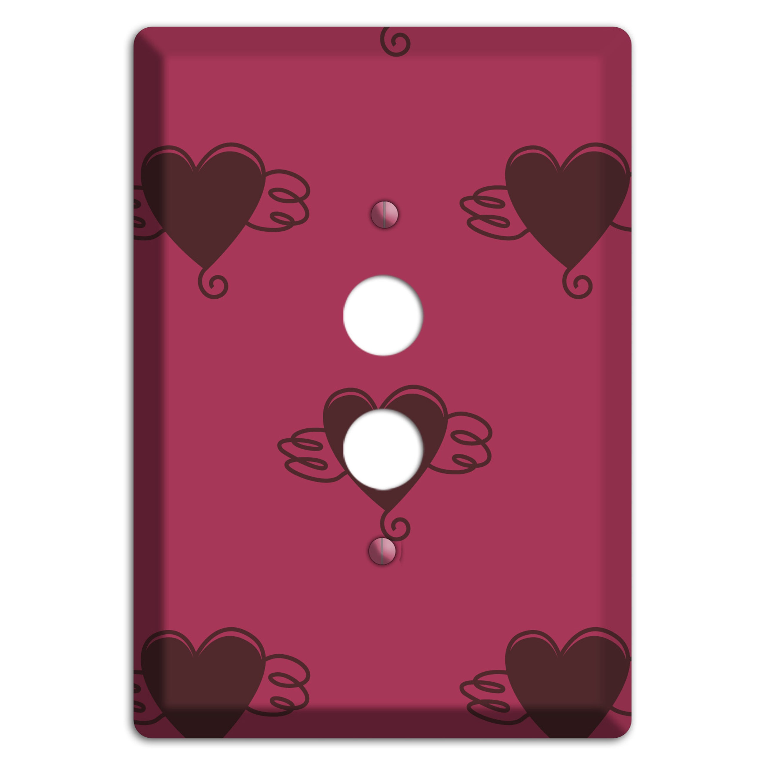 Fuschia Winged Hearts 2 1 Pushbutton Wallplate