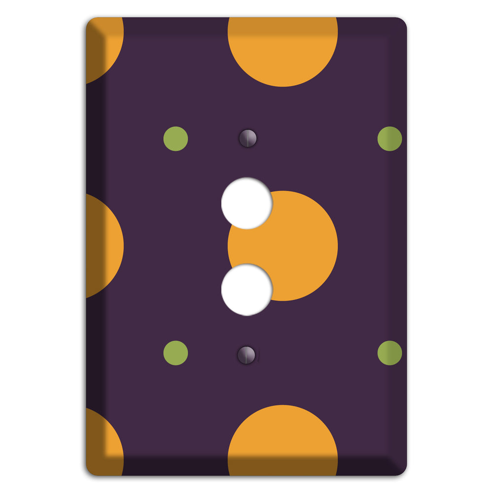 Eggplant with Orange and Lime Multi Tiled Medium Dots 1 Pushbutton Wallplate