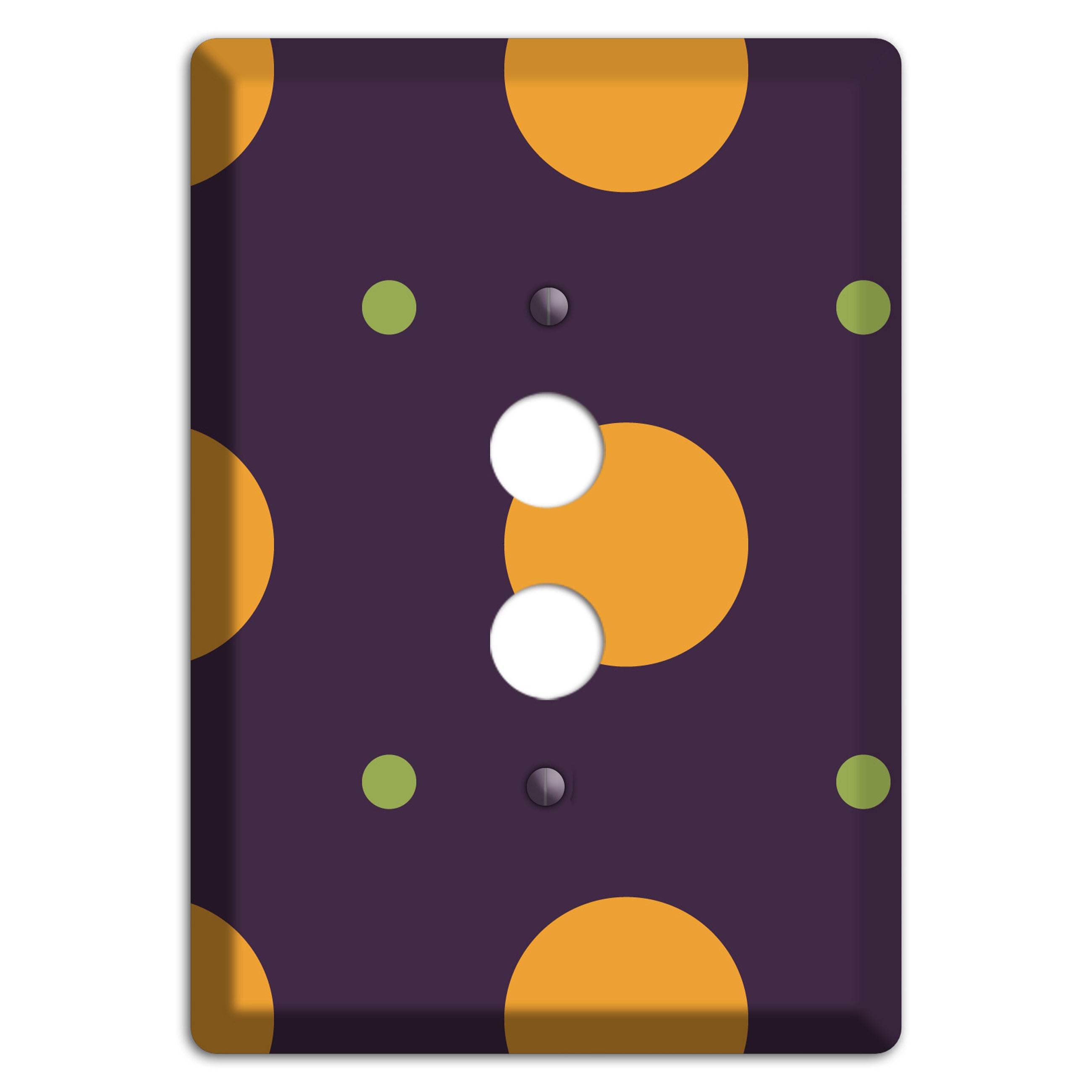 Eggplant with Orange and Lime Multi Tiled Medium Dots 1 Pushbutton Wallplate