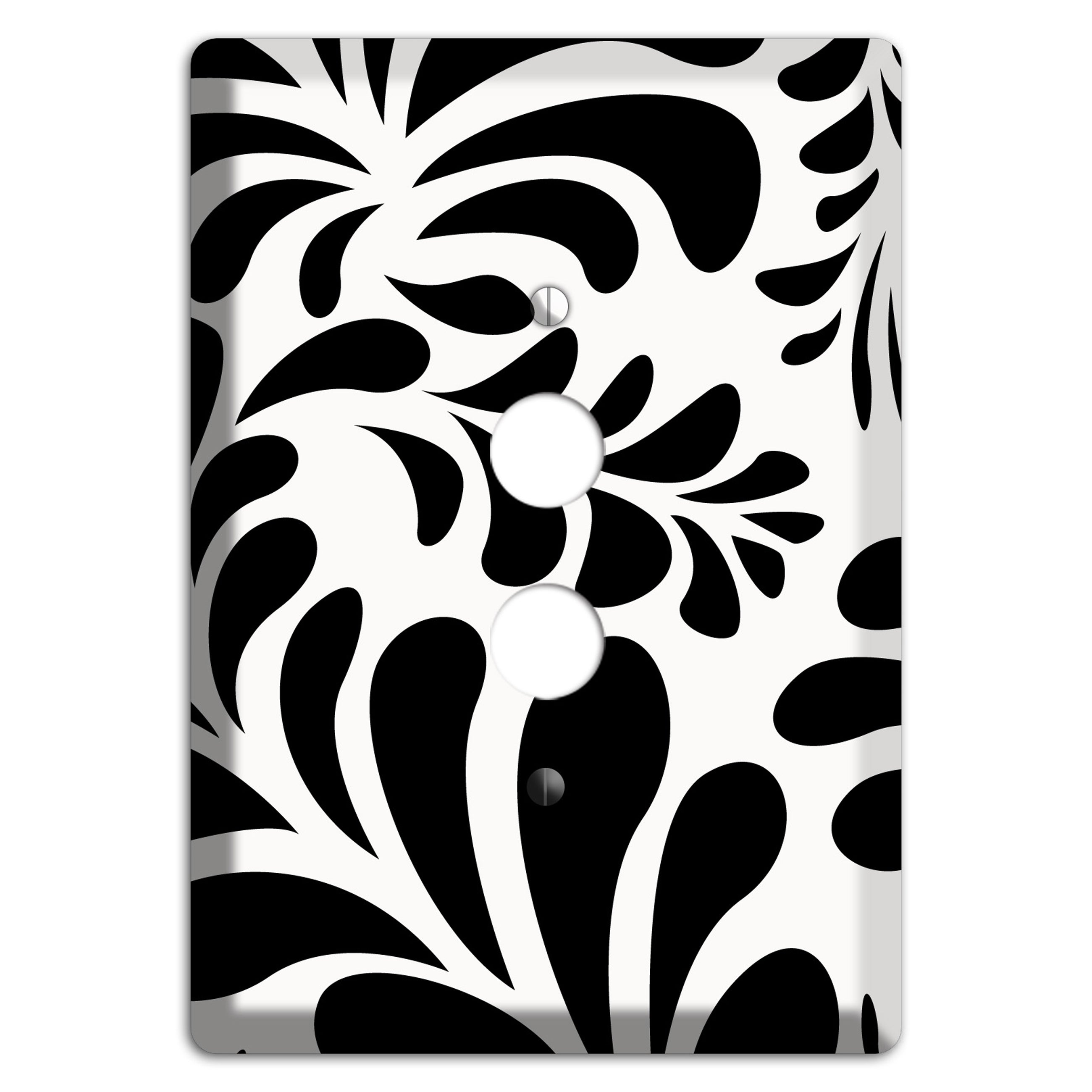 White with Black Herati 1 Pushbutton Wallplate