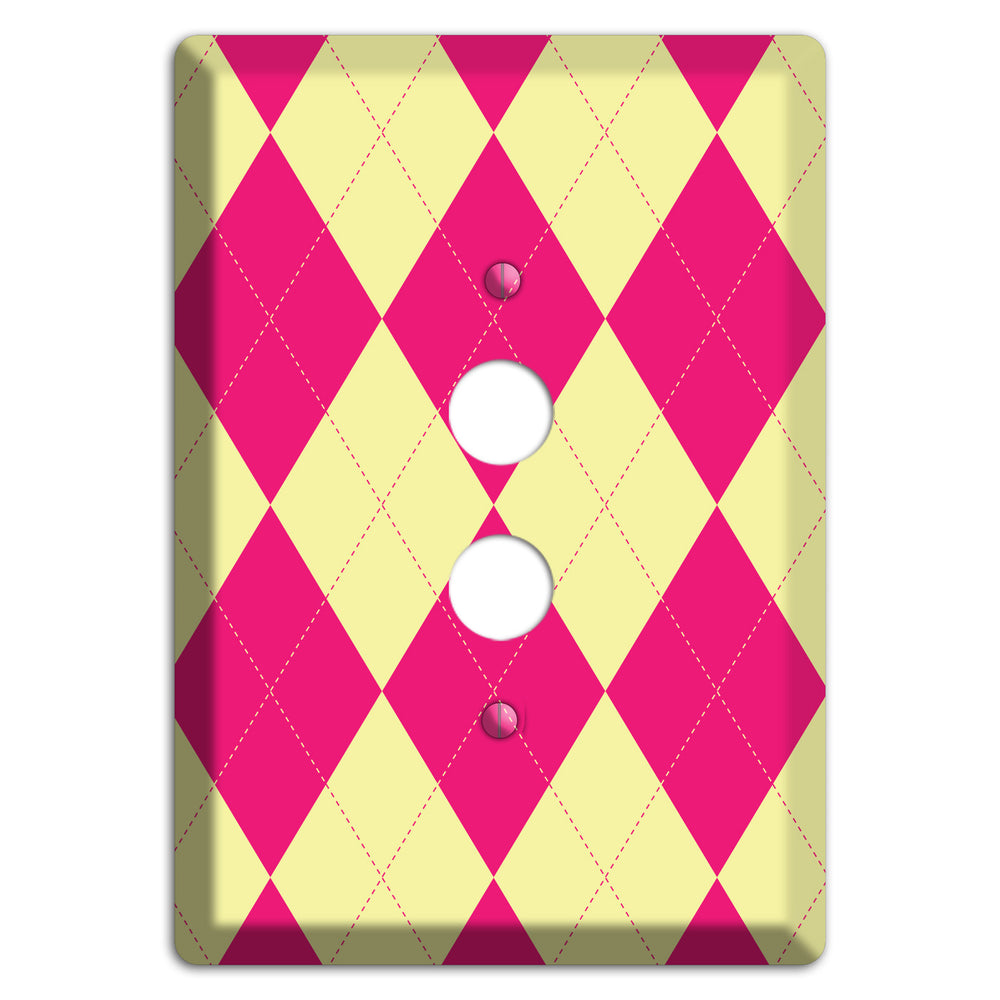 Pink and Yellow Argyle 1 Pushbutton Wallplate