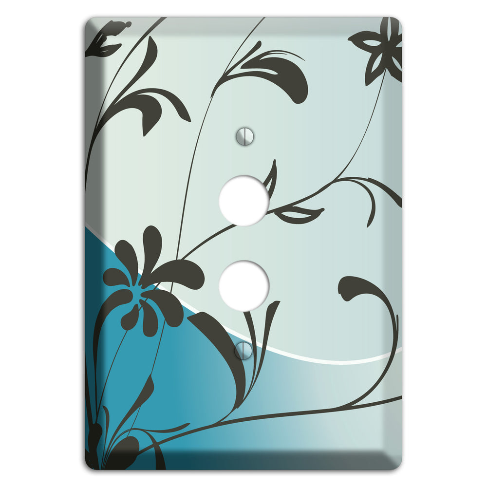 Blue-grey Flowers 1 Pushbutton Wallplate