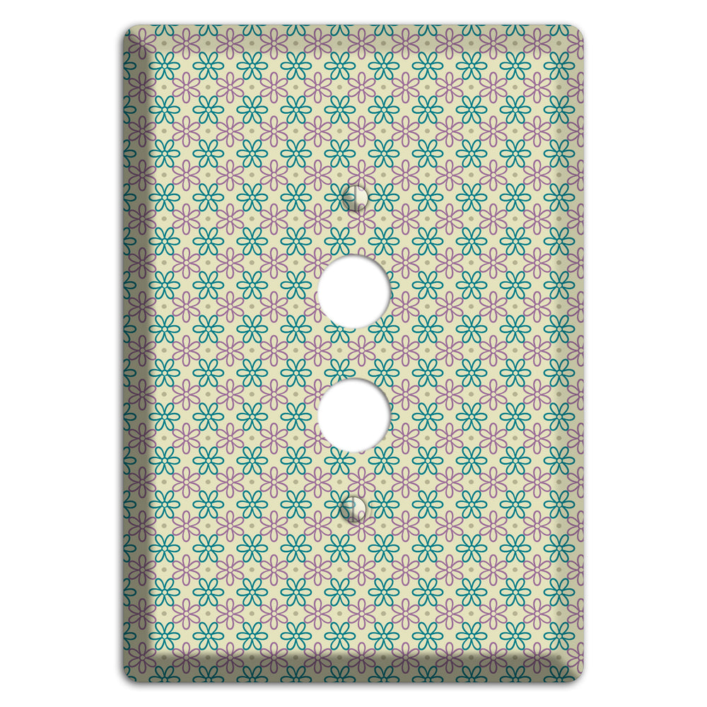 Large Green and Lavender Foulard 1 Pushbutton Wallplate