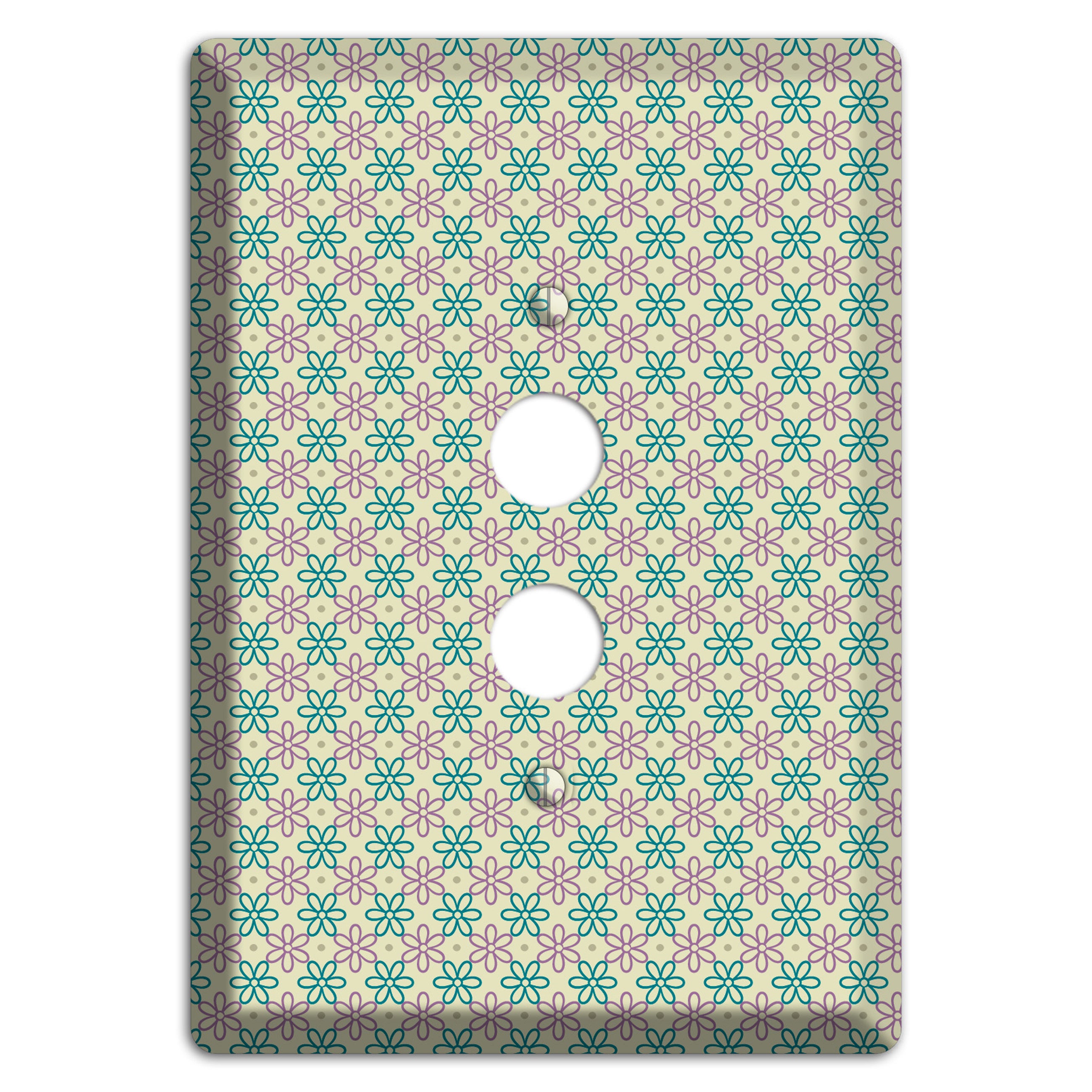 Large Green and Lavender Foulard 1 Pushbutton Wallplate