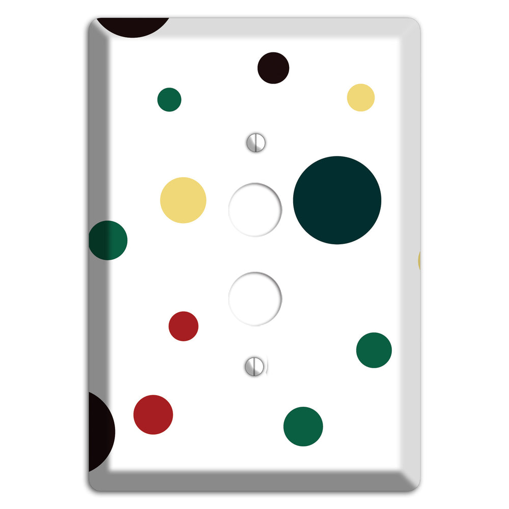 White with Multi Color Medium Dots 2 1 Pushbutton Wallplate