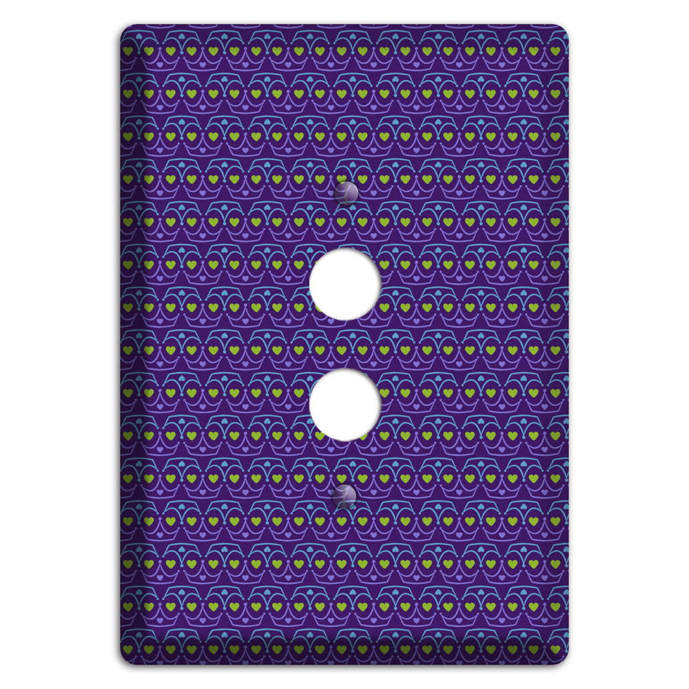Purple Blue and Green Geometric Hearts 1 Pushbutton Wallplate