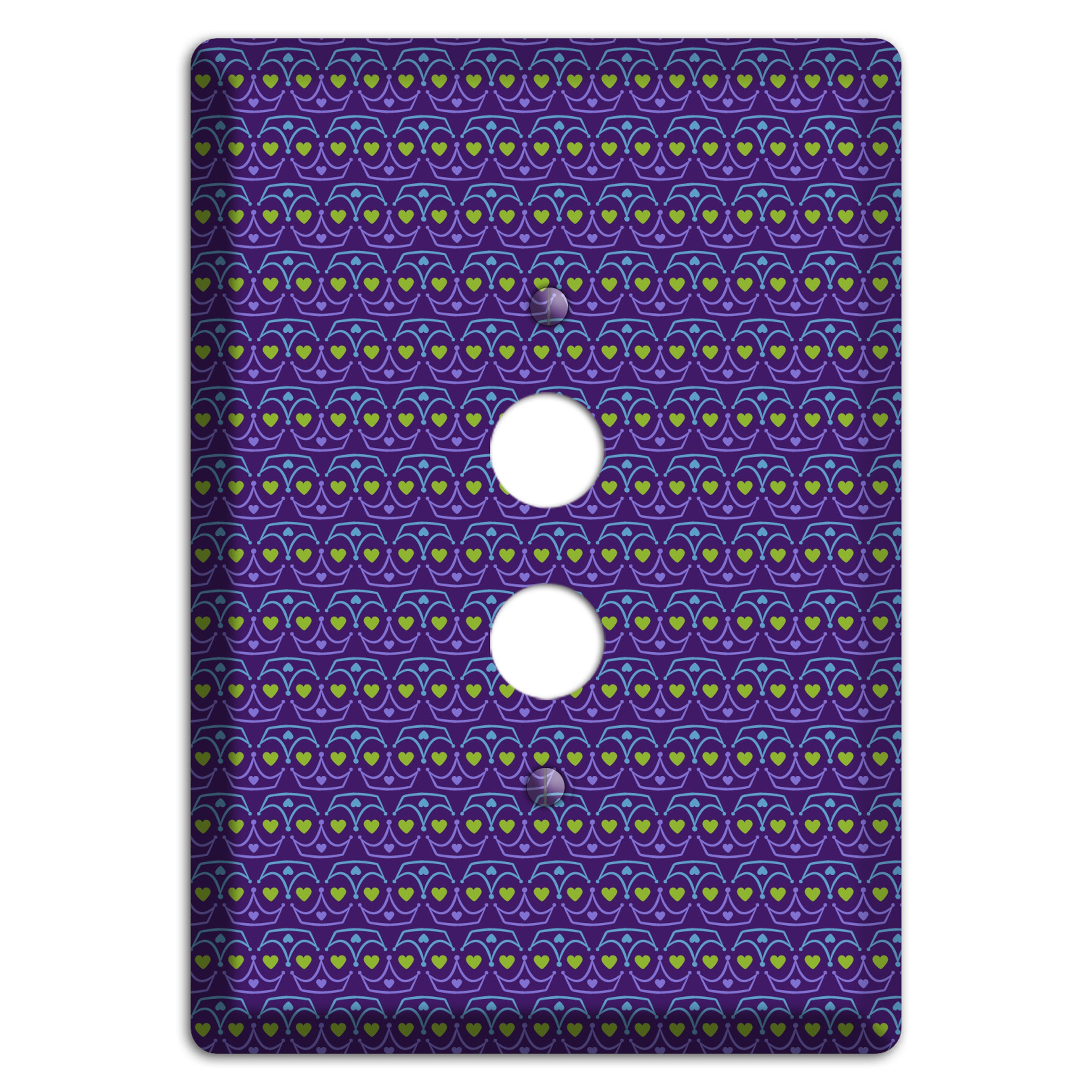 Purple Blue and Green Geometric Hearts 1 Pushbutton Wallplate