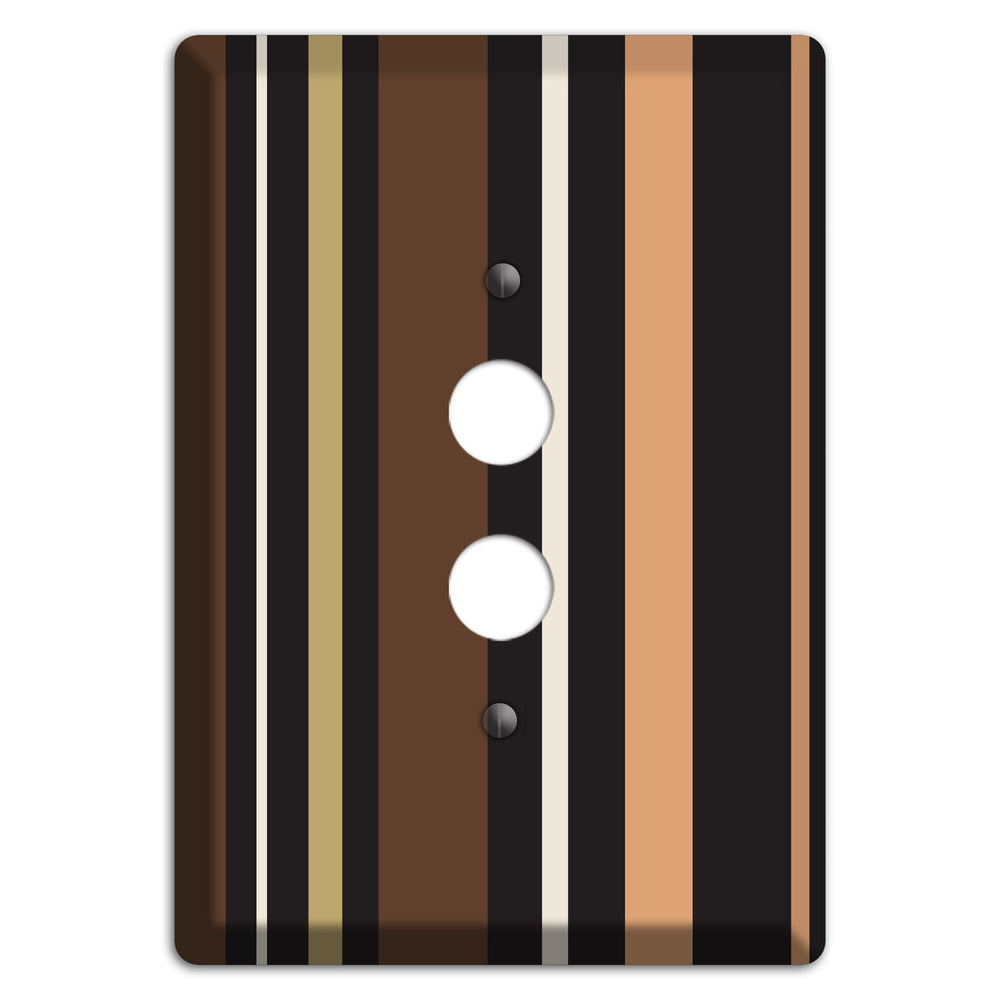 Multi Brown and Coral Vertical Stripe 1 Pushbutton Wallplate