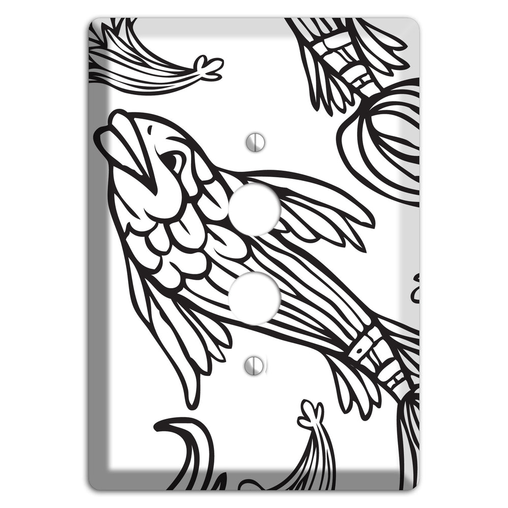 White and Black Koi 1 Pushbutton Wallplate