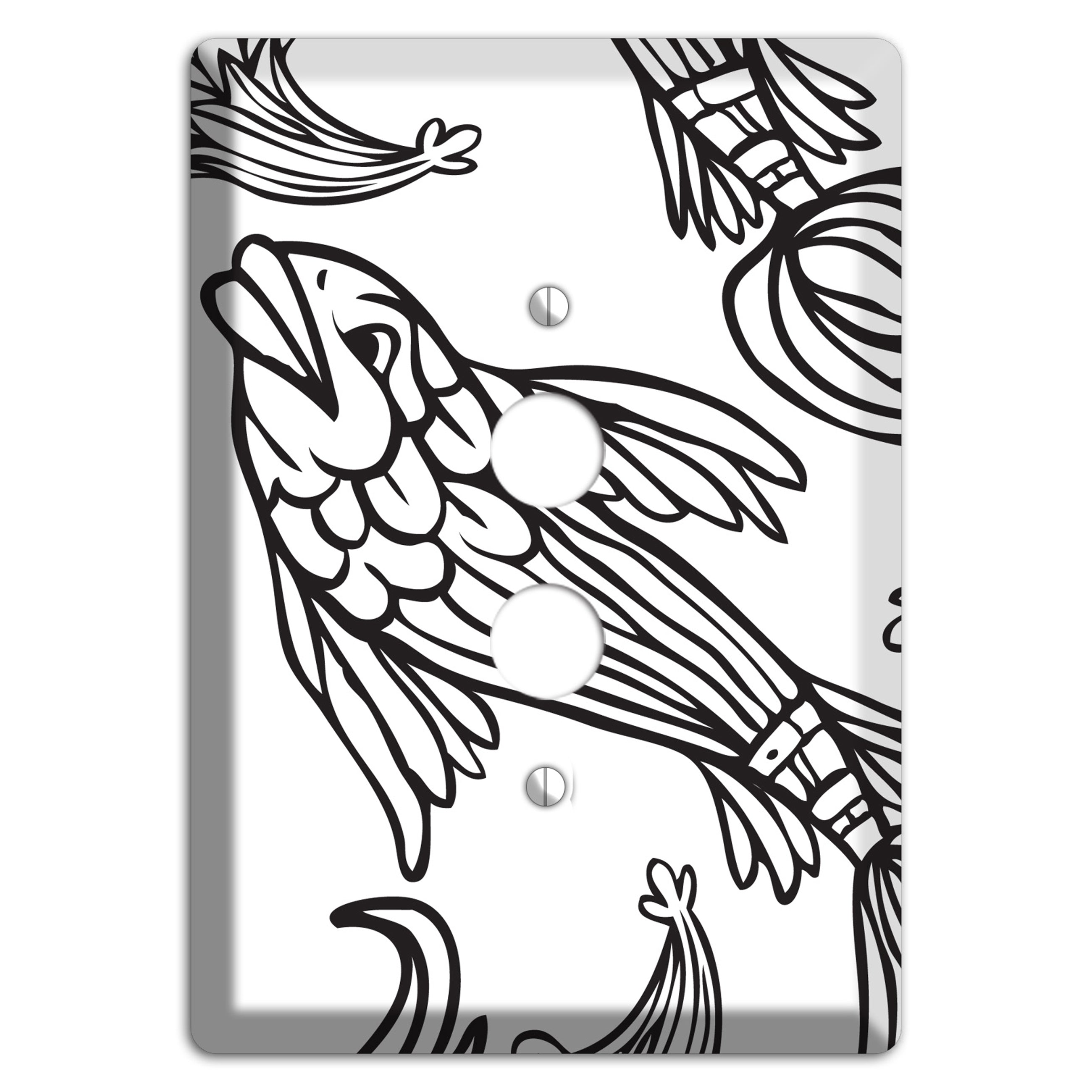 White and Black Koi 1 Pushbutton Wallplate