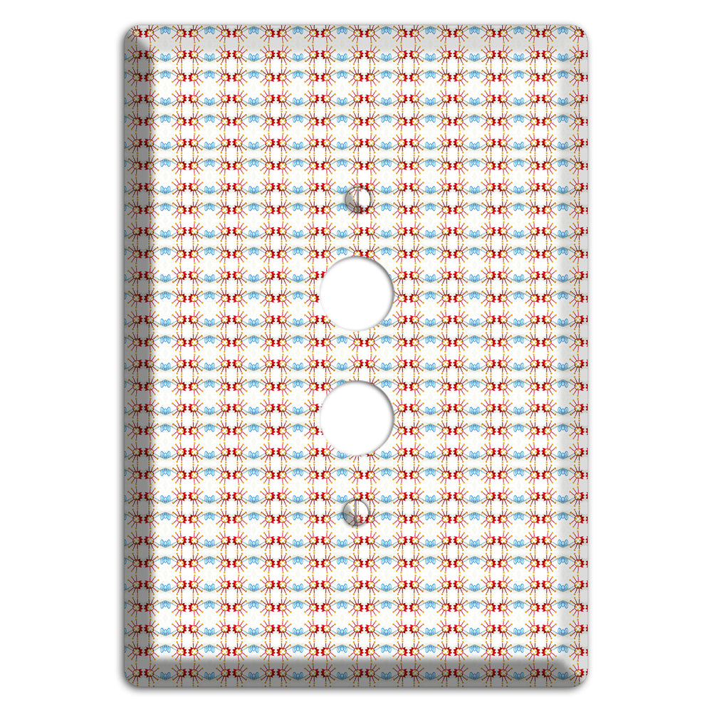 Off White with Red Blue Retro Tapestry 1 Pushbutton Wallplate