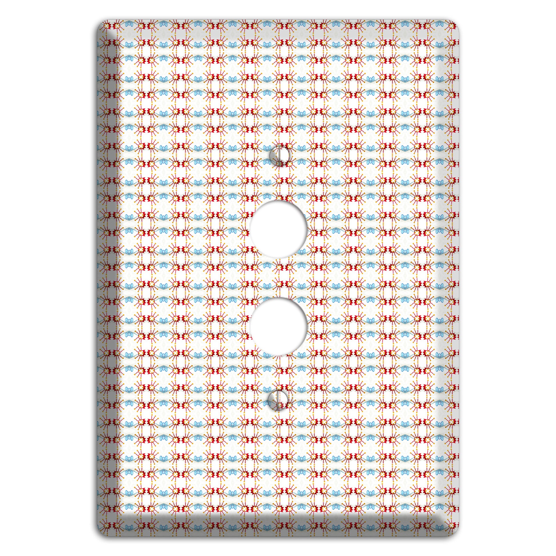 Off White with Red Blue Retro Tapestry 1 Pushbutton Wallplate
