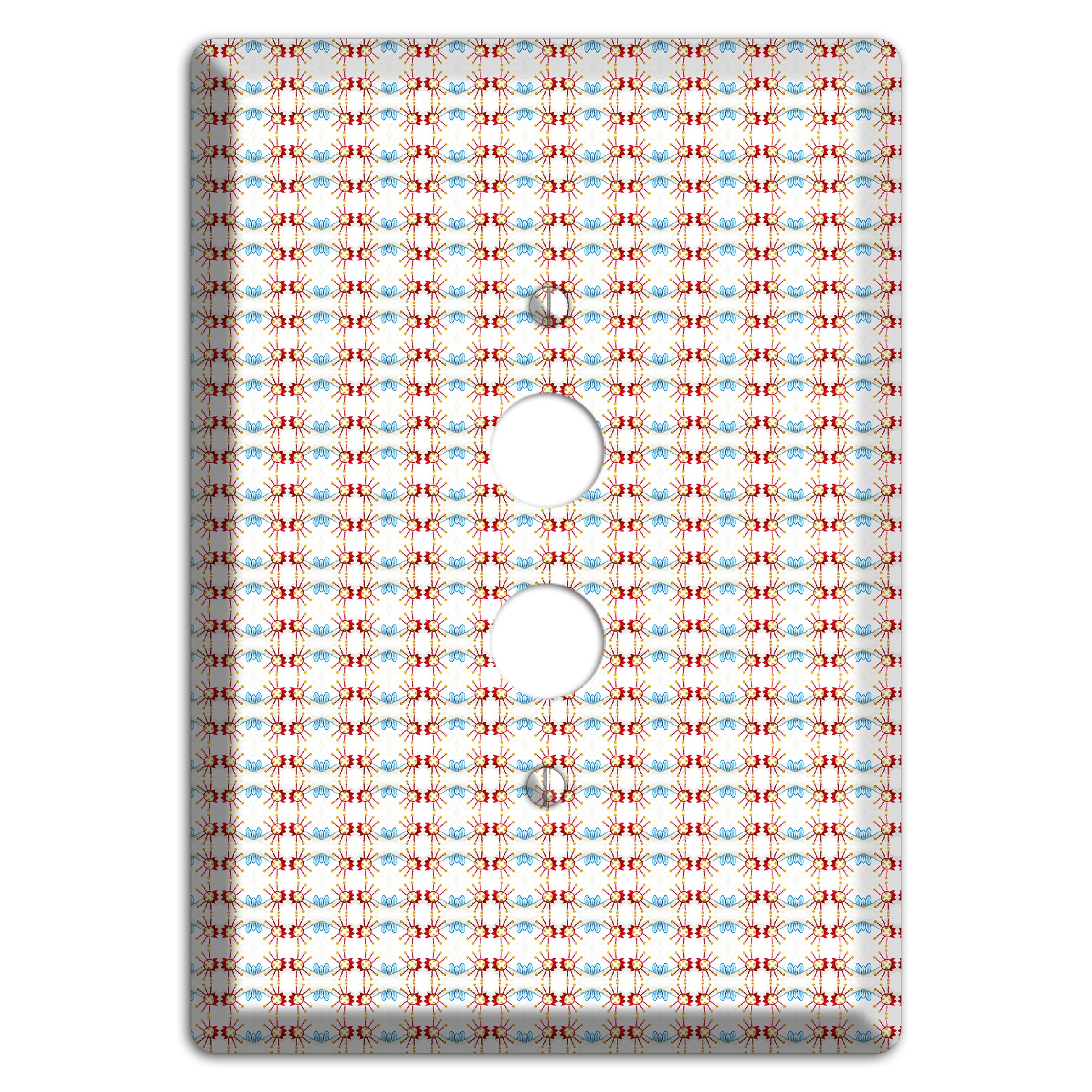 Off White with Red Blue Retro Tapestry 1 Pushbutton Wallplate