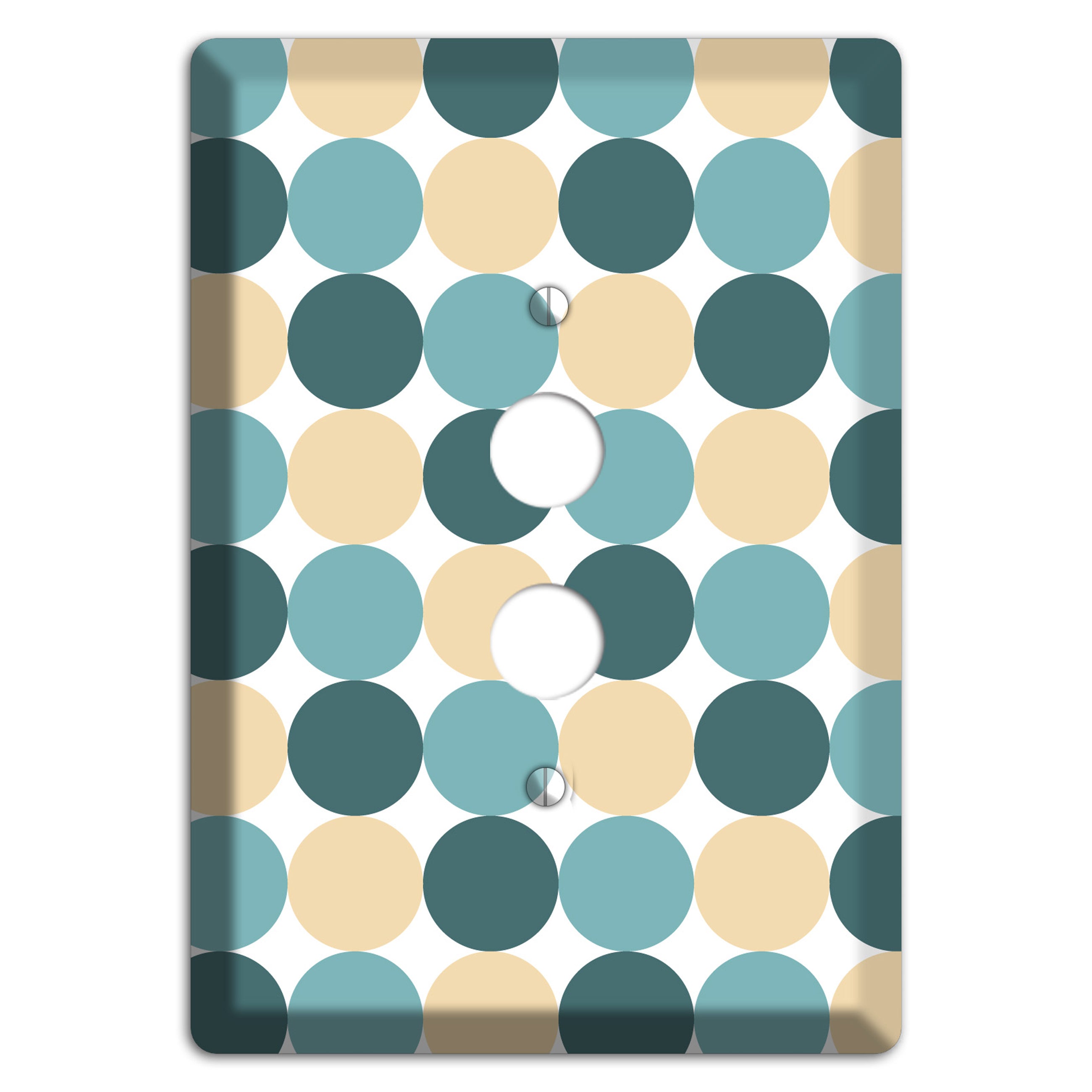 Dusty Blue Beige Tiled Dots 1 Pushbutton Wallplate