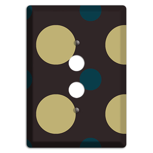 Brown with Olive and Dark Aqua Multi Polka Dots 1 Pushbutton Wallplate