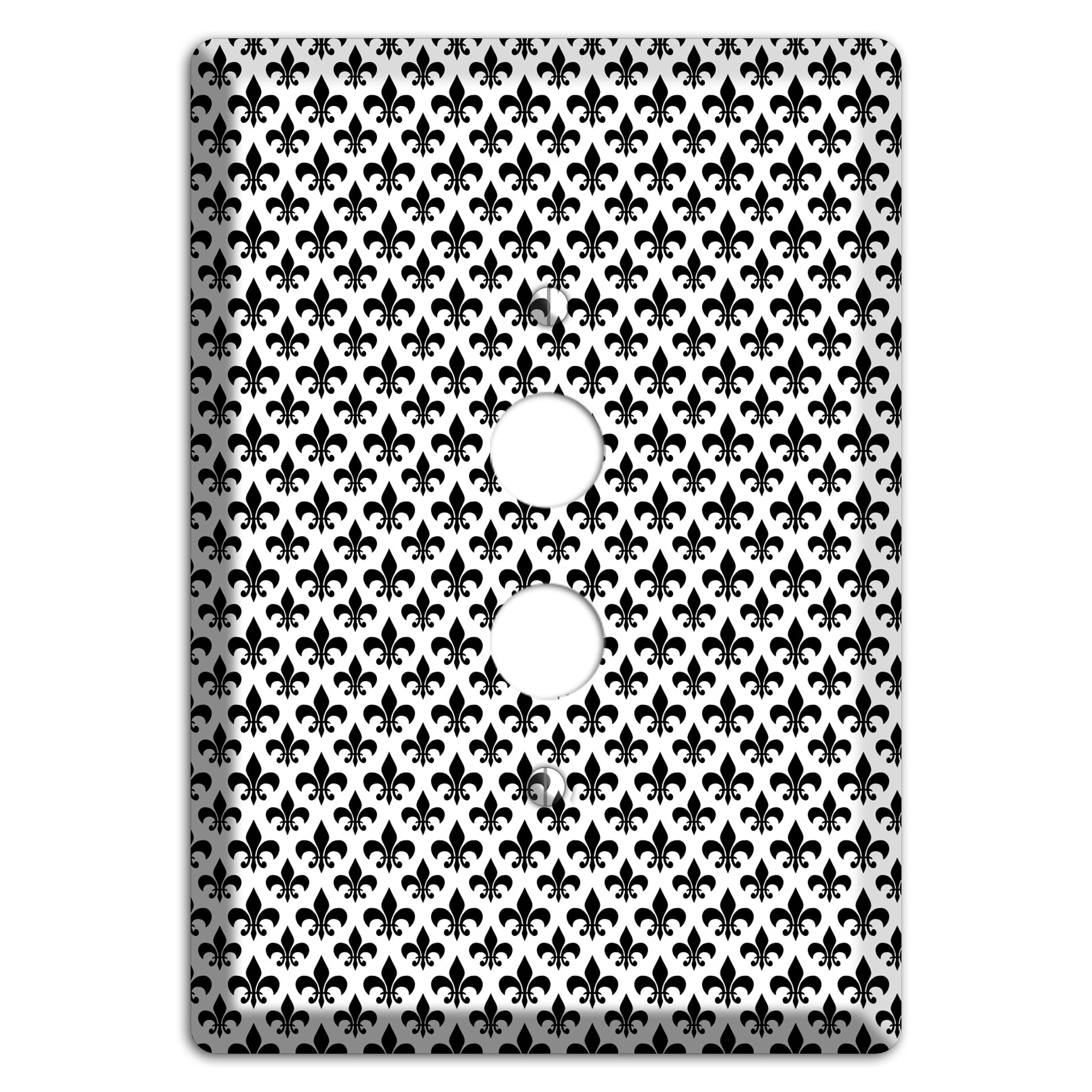 Black and White Fleur de lis 1 Pushbutton Wallplate