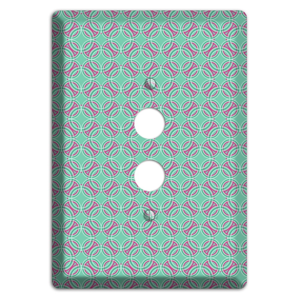 Multi Aqua with Fuschia Concentric Circles Overlay 1 Pushbutton Wallplate
