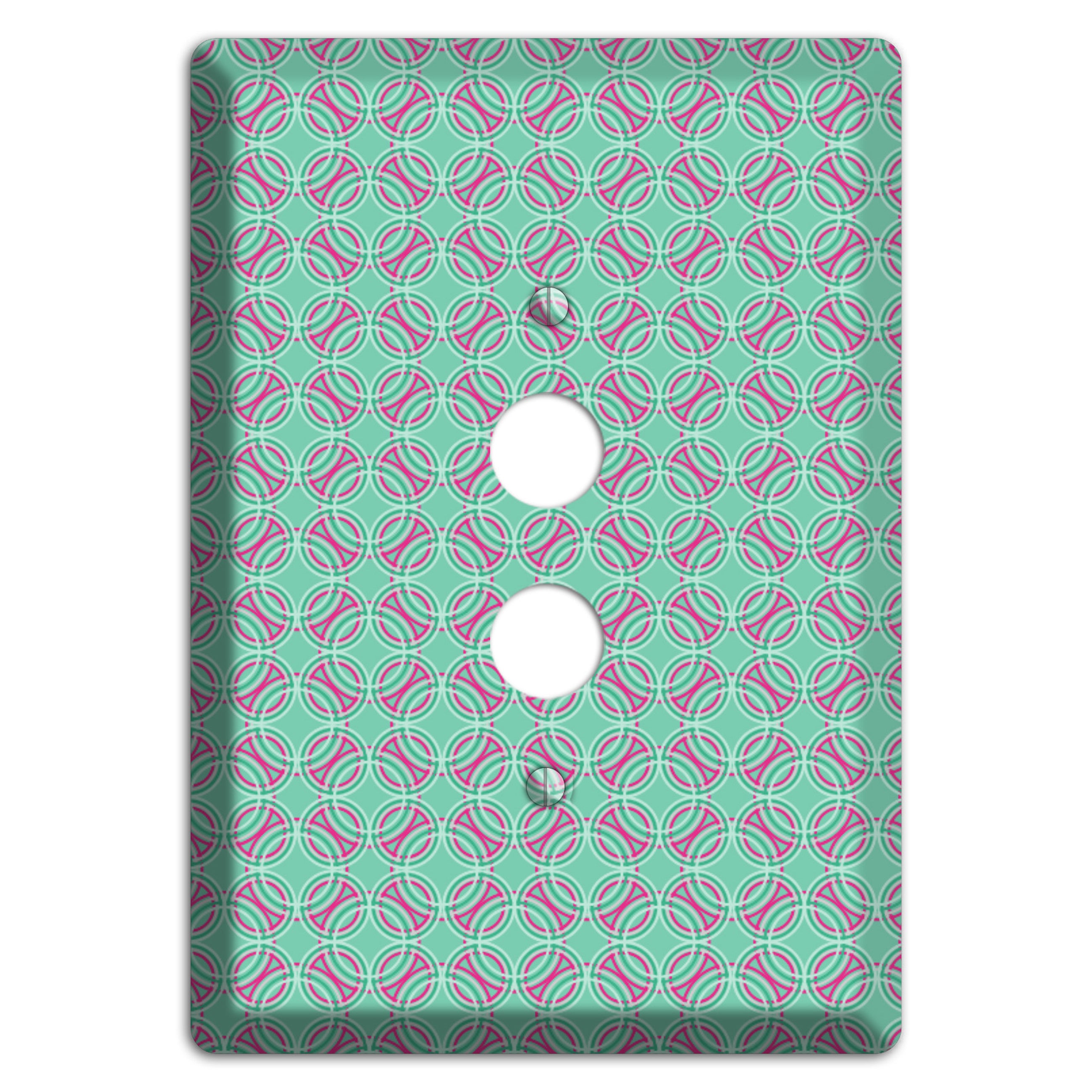 Multi Aqua with Fuschia Concentric Circles Overlay 1 Pushbutton Wallplate