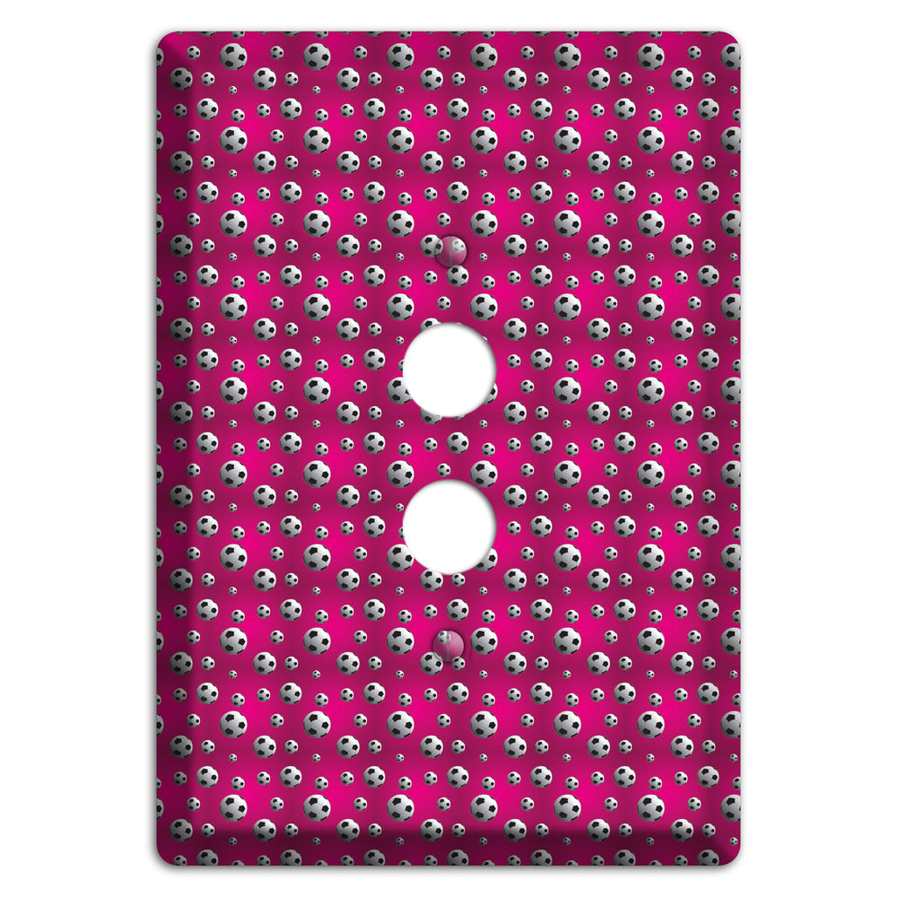 Fuschia with Soccer Balls 1 Pushbutton Wallplate