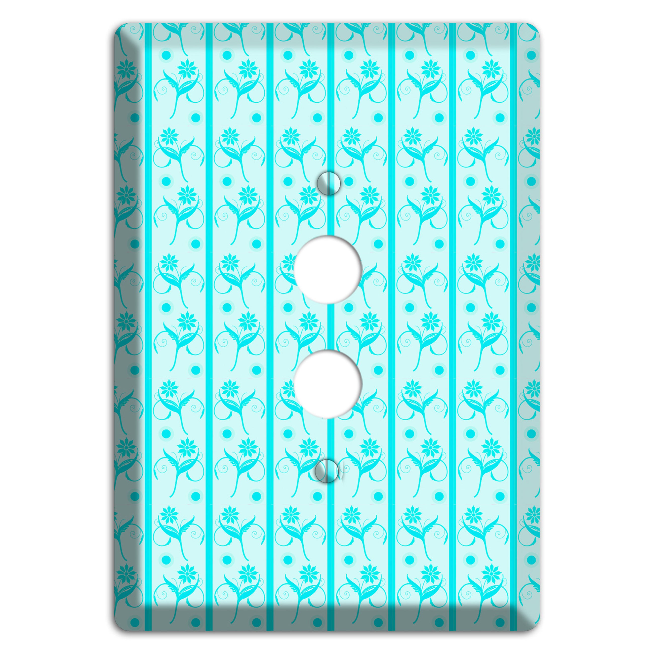 Teal Floral Pattern 1 Pushbutton Wallplate