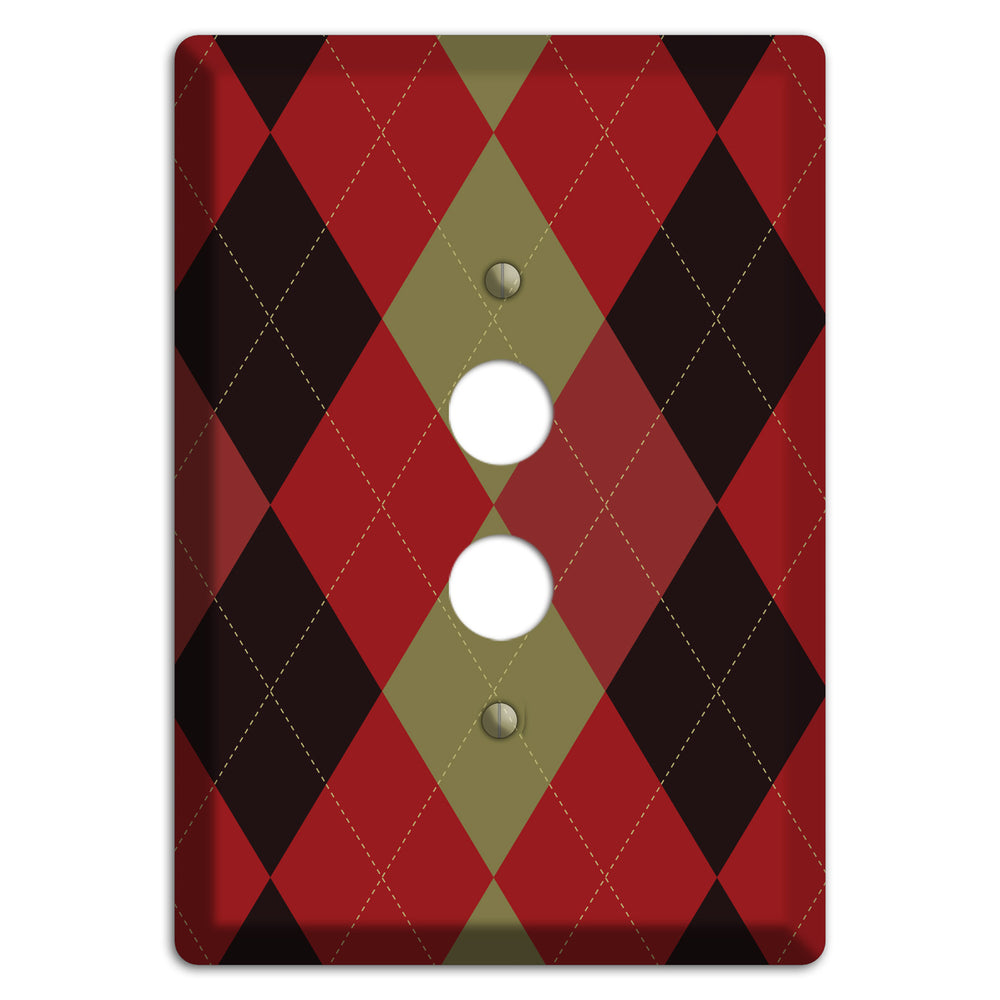 Red Olive Black Argyle 1 Pushbutton Wallplate