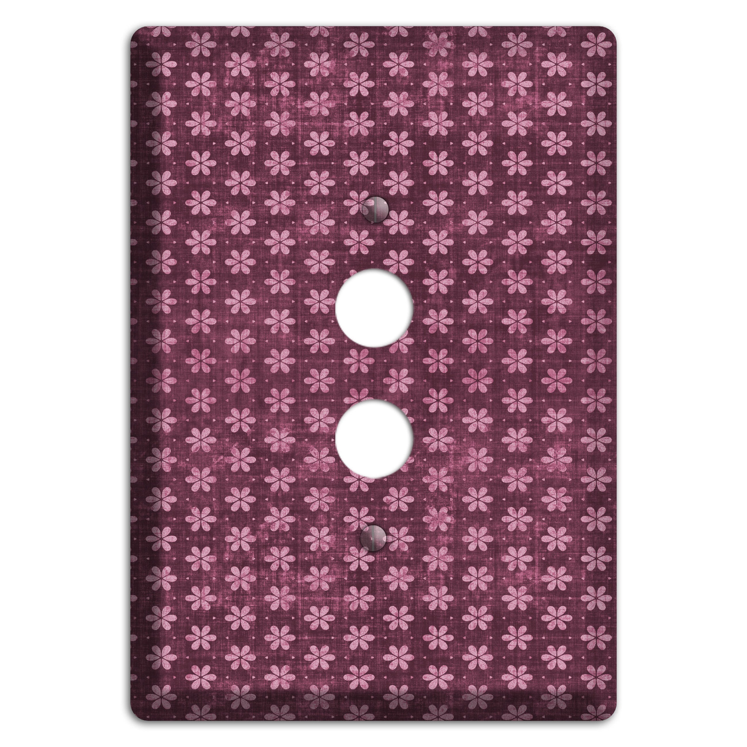 Burgundy Grunge Floral Contour 1 Pushbutton Wallplate