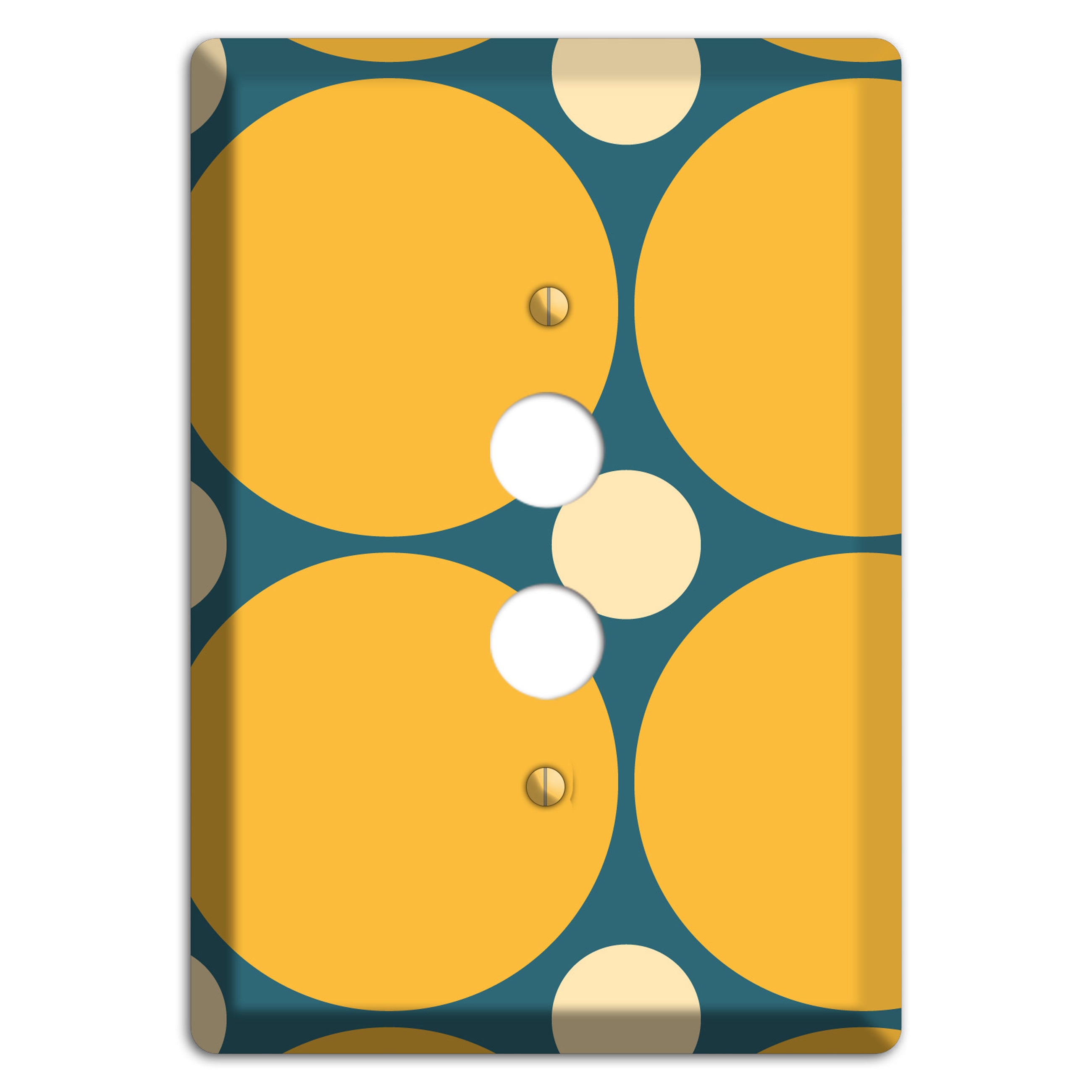 Jade with Mustard and Beige Multi Tiled Large Dots 1 Pushbutton Wallplate