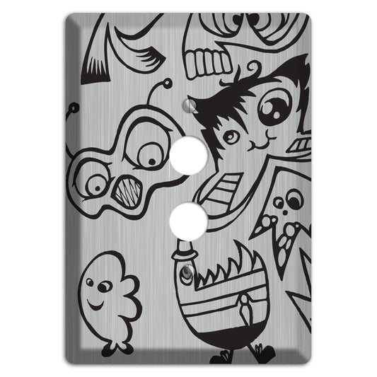 Whimsical Faces 3  Stainless 1 Pushbutton Wallplate