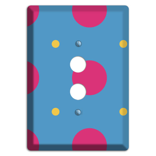Blue with Pink and Yellow Multi Tiled Medium Dots 1 Pushbutton Wallplate