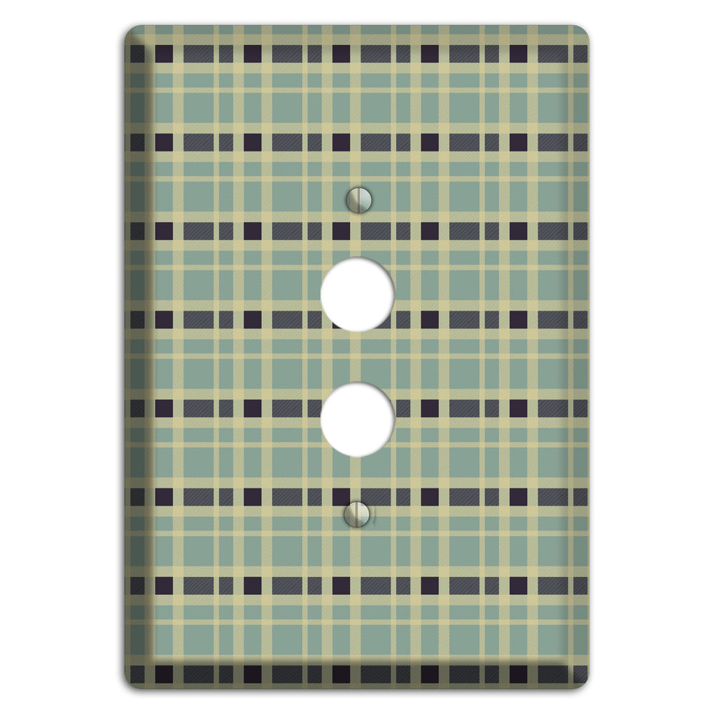 Sage and Black Plaid 1 Pushbutton Wallplate