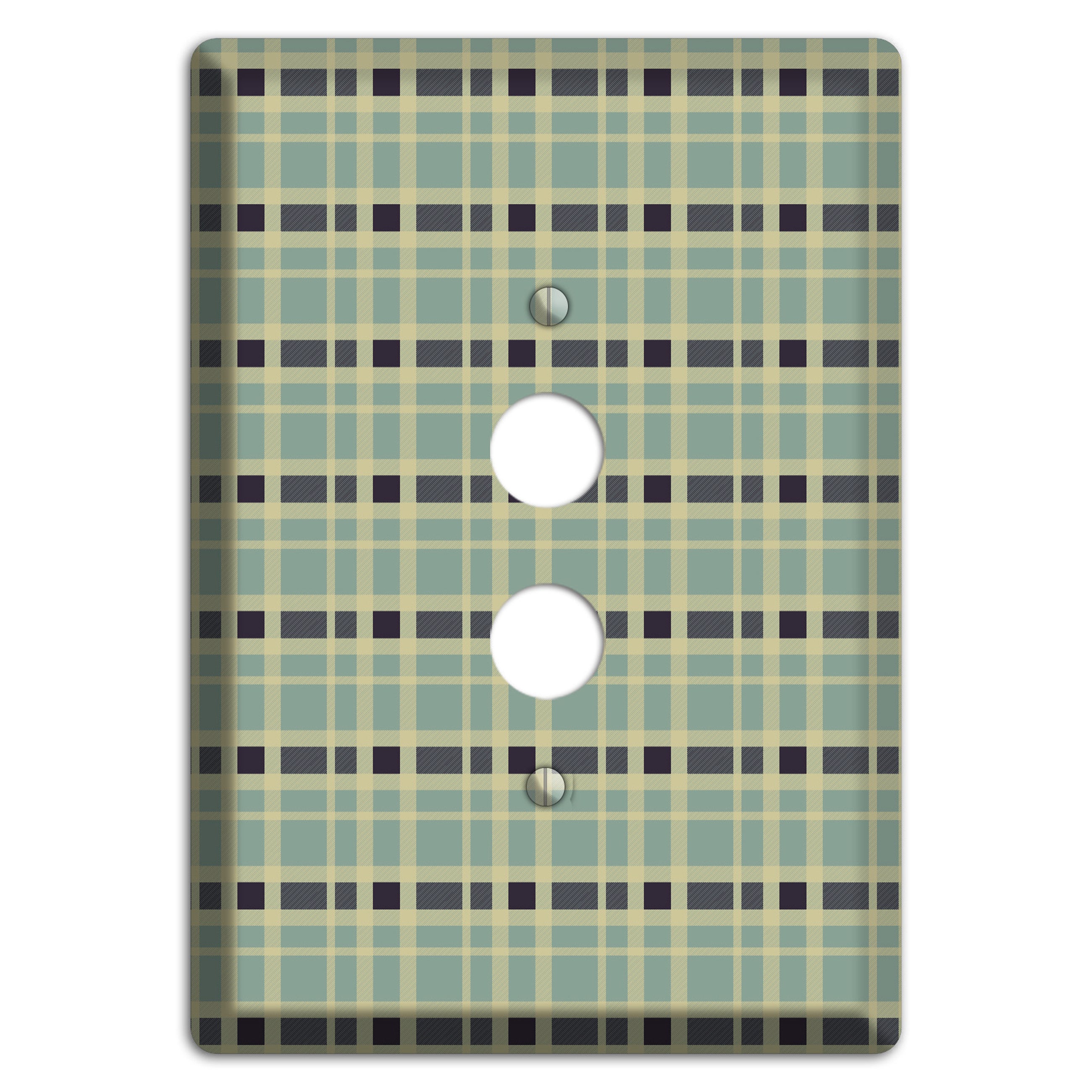 Sage and Black Plaid 1 Pushbutton Wallplate