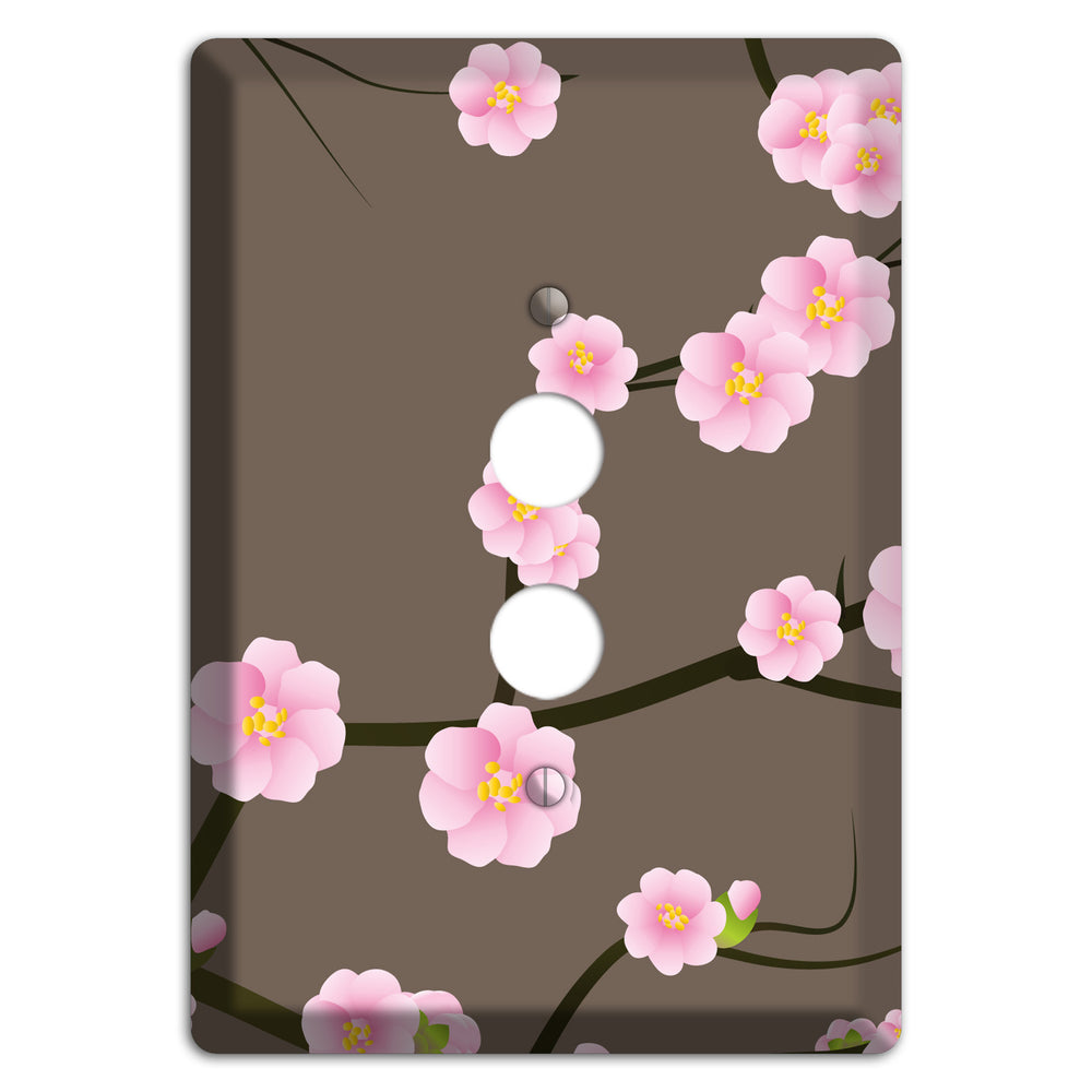 Pink and Brown Cherry Blossoms 1 Pushbutton Wallplate